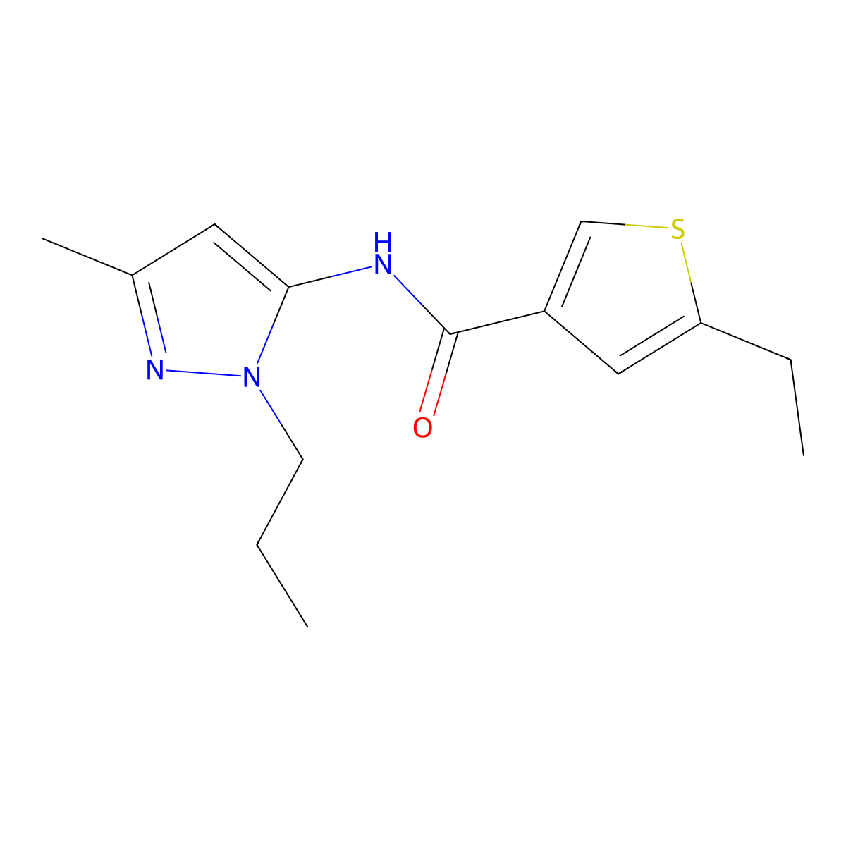 5-ethyl-N-(3-methyl-1-propyl-1H-pyrazol-5-yl)thiophene-3-carboxamide molecular structure, CAS 1006334-41-3