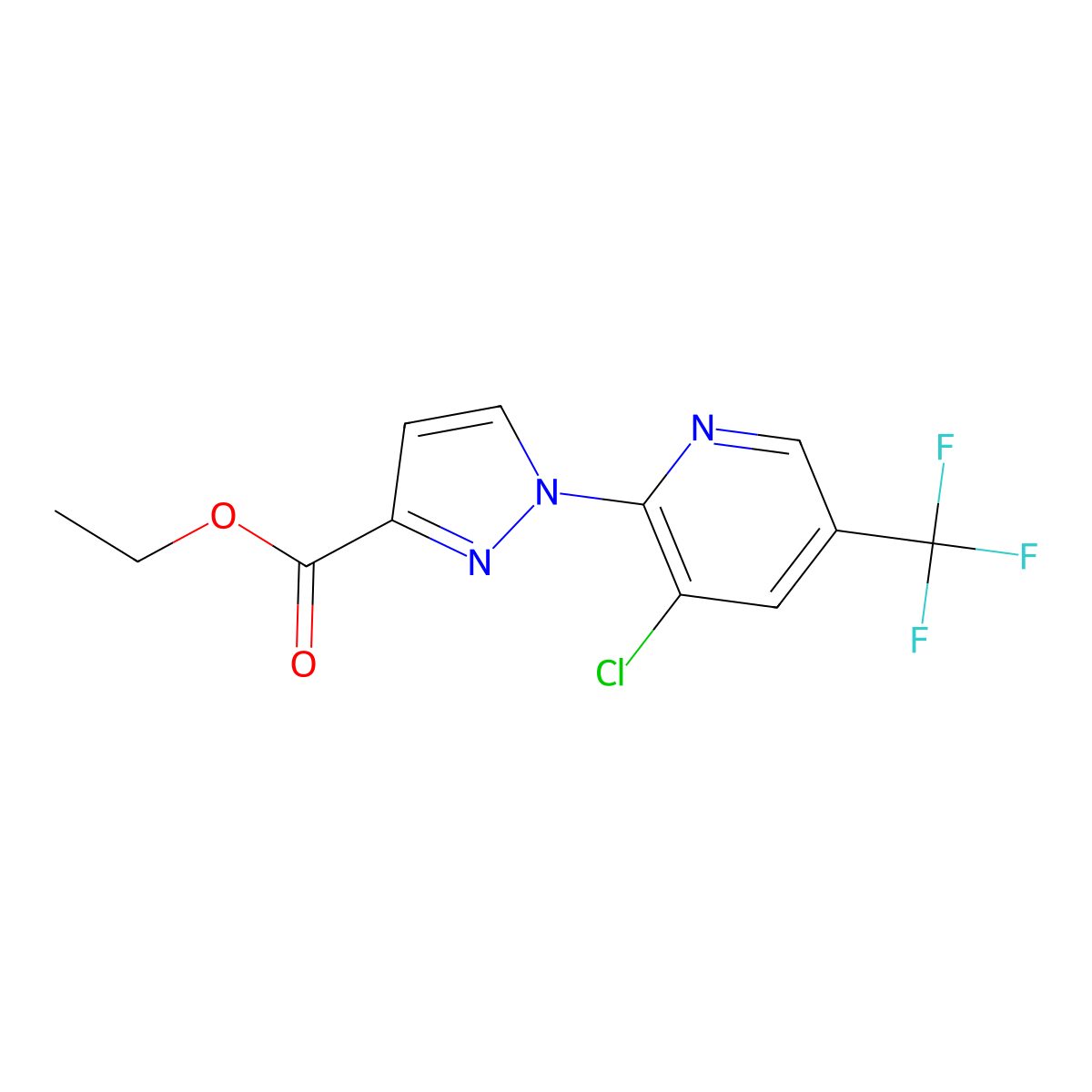 Ethyl 1-(3-chloro-5-(trifluoromethyl)pyridin-2-yl)-1H-pyrazole-3-carboxylate molecular structure, CAS 1006336-63-5