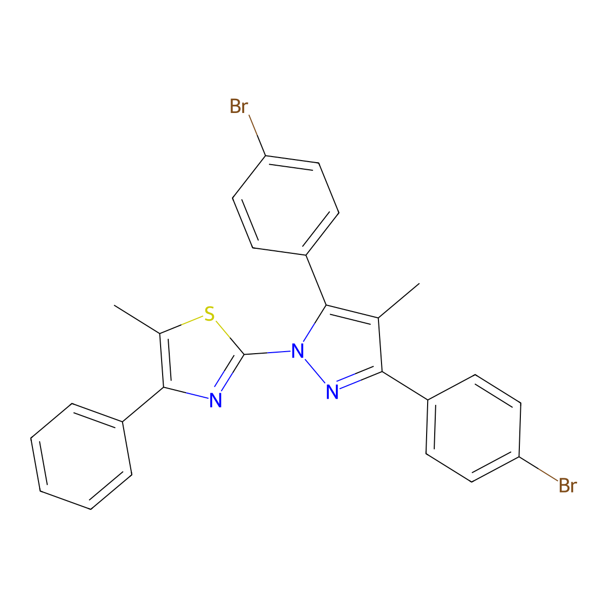 2-[3,5-bis(4-bromophenyl)-4-methyl-1H-pyrazol-1-yl]-5-methyl-4-phenyl-1,3-thiazole molecular structure, CAS 1006336-66-8