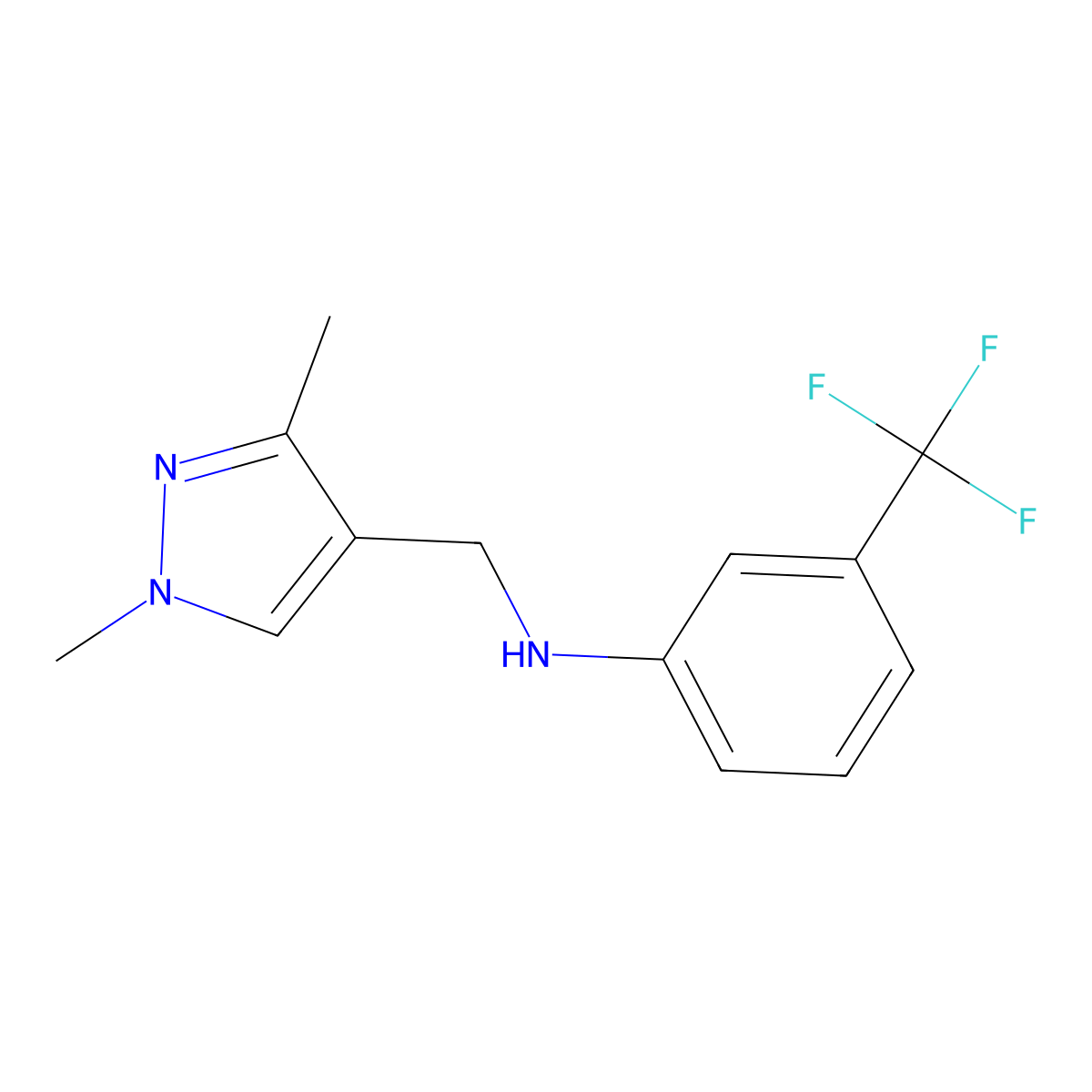 N-((1,3-Dimethyl-1H-pyrazol-4-yl)methyl)-3-(trifluoromethyl)aniline molecular structure, CAS 1006336-83-9
