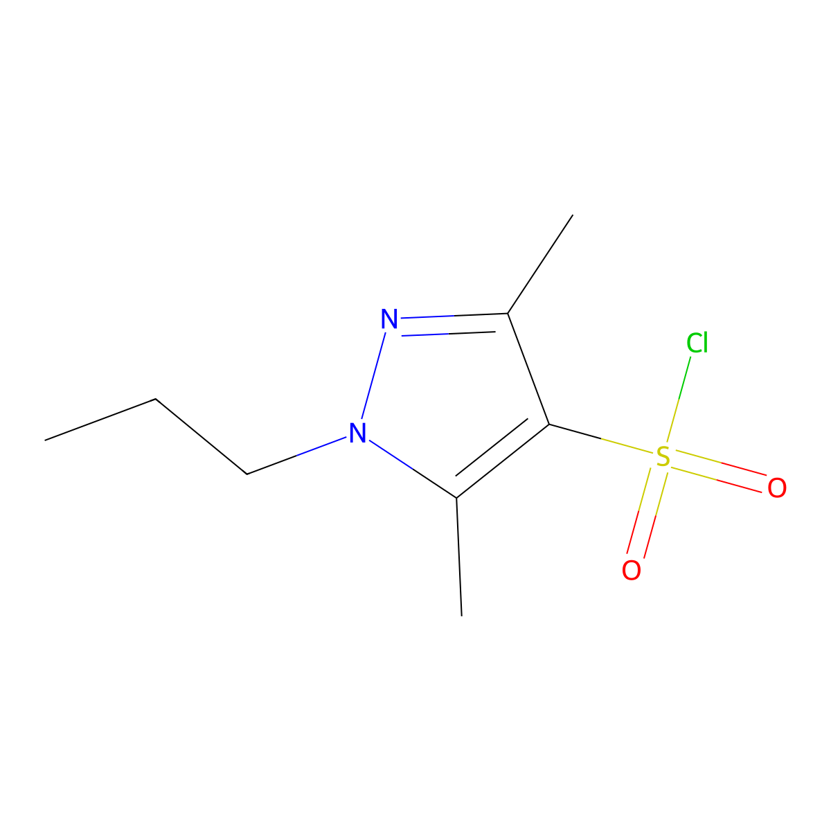 3,5-dimethyl-1-propyl-1H-pyrazole-4-sulfonyl chloride molecular structure, CAS 1006336-87-3
