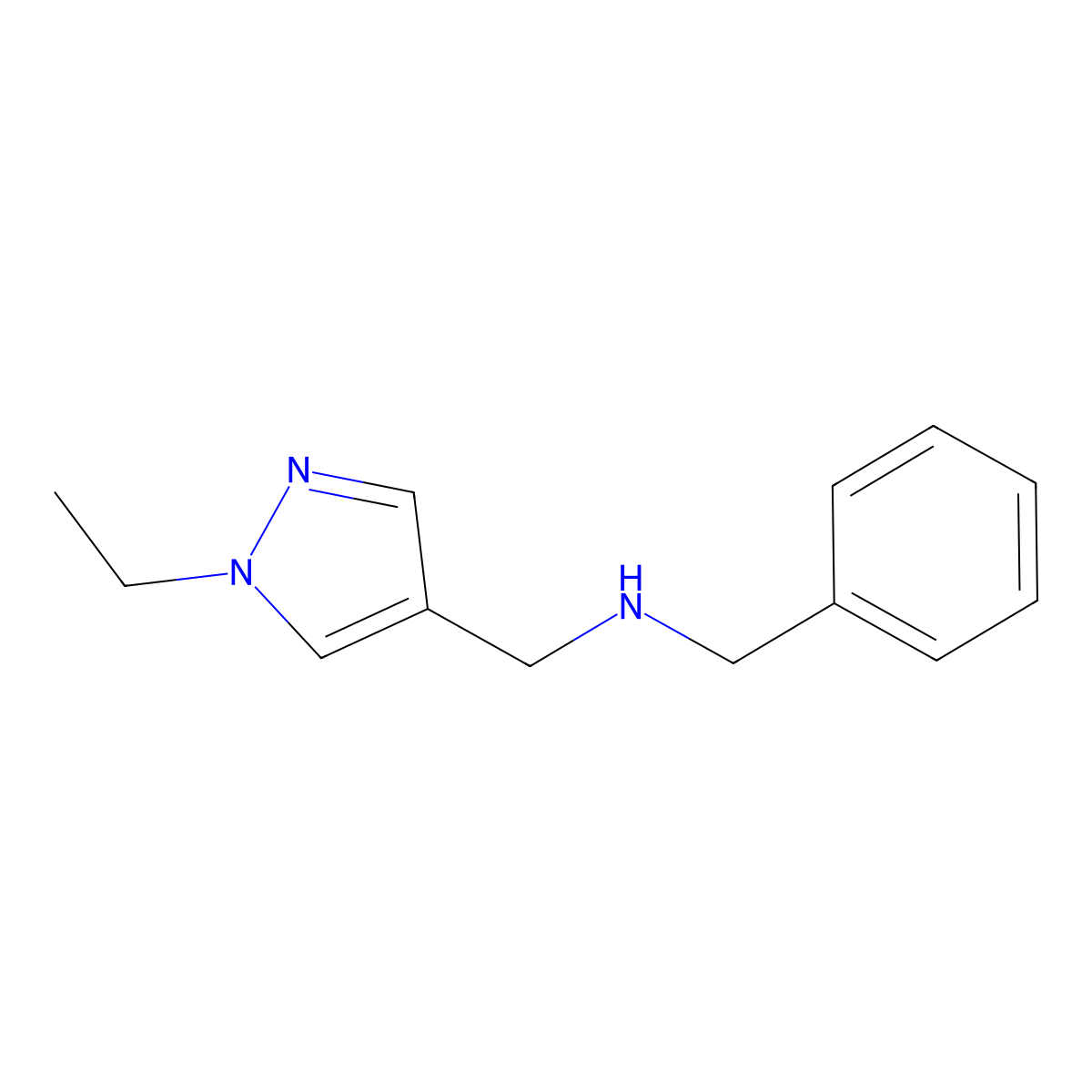 N-benzyl-1-(1-ethyl-1H-pyrazol-4-yl)methanamine molecular structure, CAS 1006336-89-5