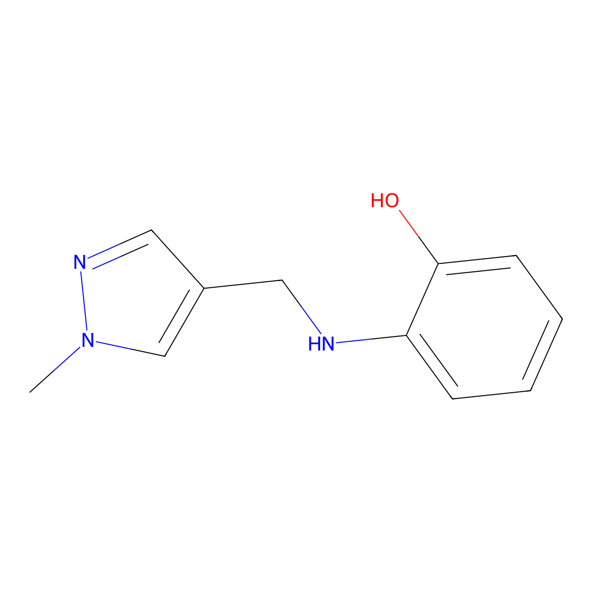 2-(((1-Methyl-1H-pyrazol-4-yl)methyl)amino)phenol molecular structure, CAS 1006336-91-9