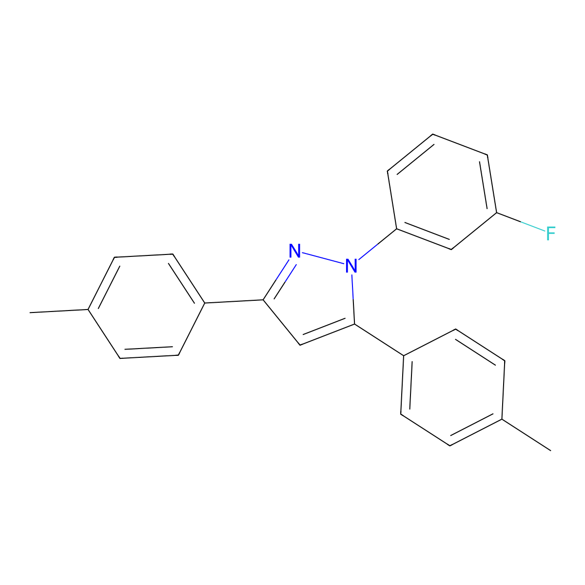 1-(3-Fluorophenyl)-3,5-bis(4-methylphenyl)-1H-pyrazole molecular structure, CAS 1006336-92-0