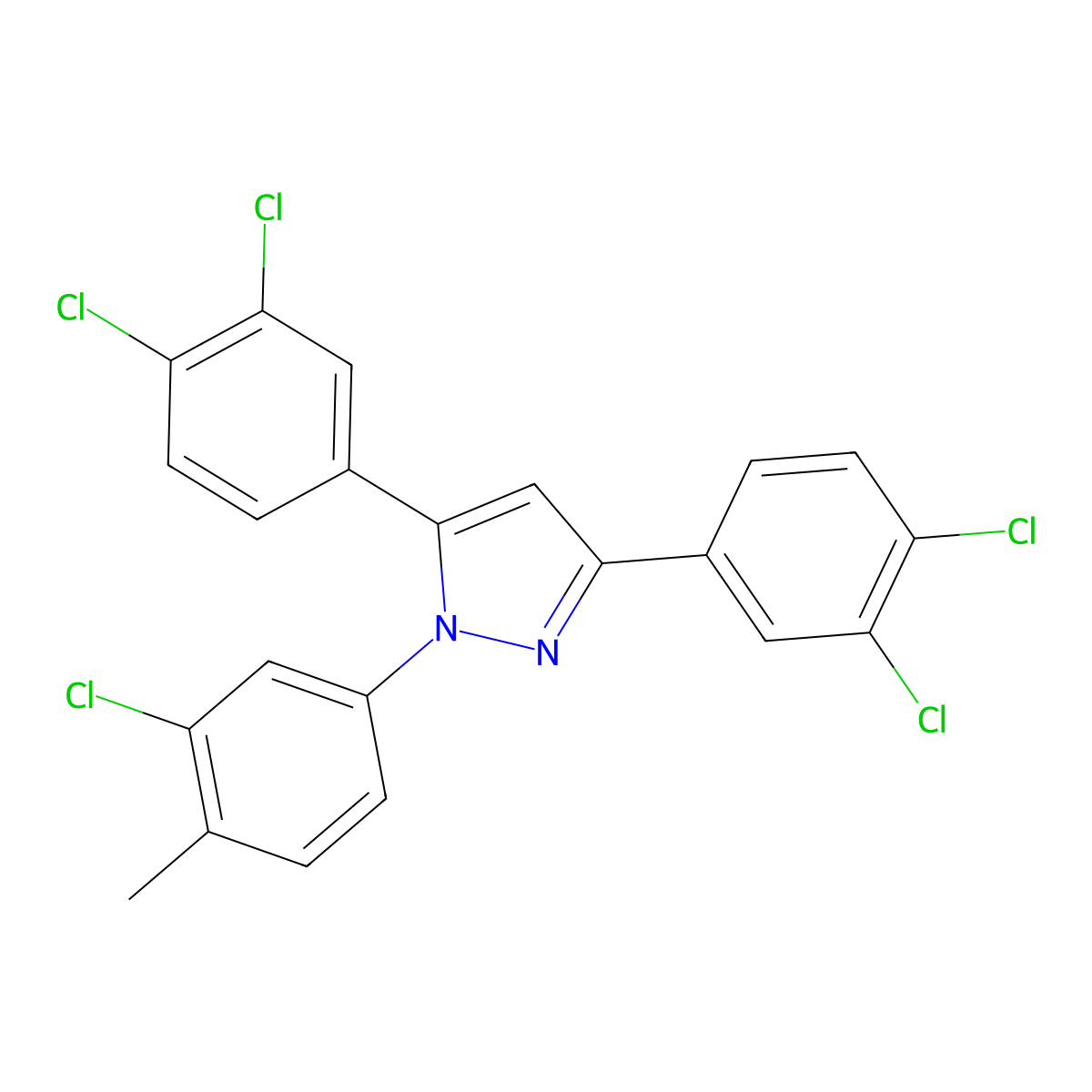 1-(3-chloro-4-methylphenyl)-3,5-bis(3,4-dichlorophenyl)-1H-pyrazole molecular structure, CAS 1006336-94-2