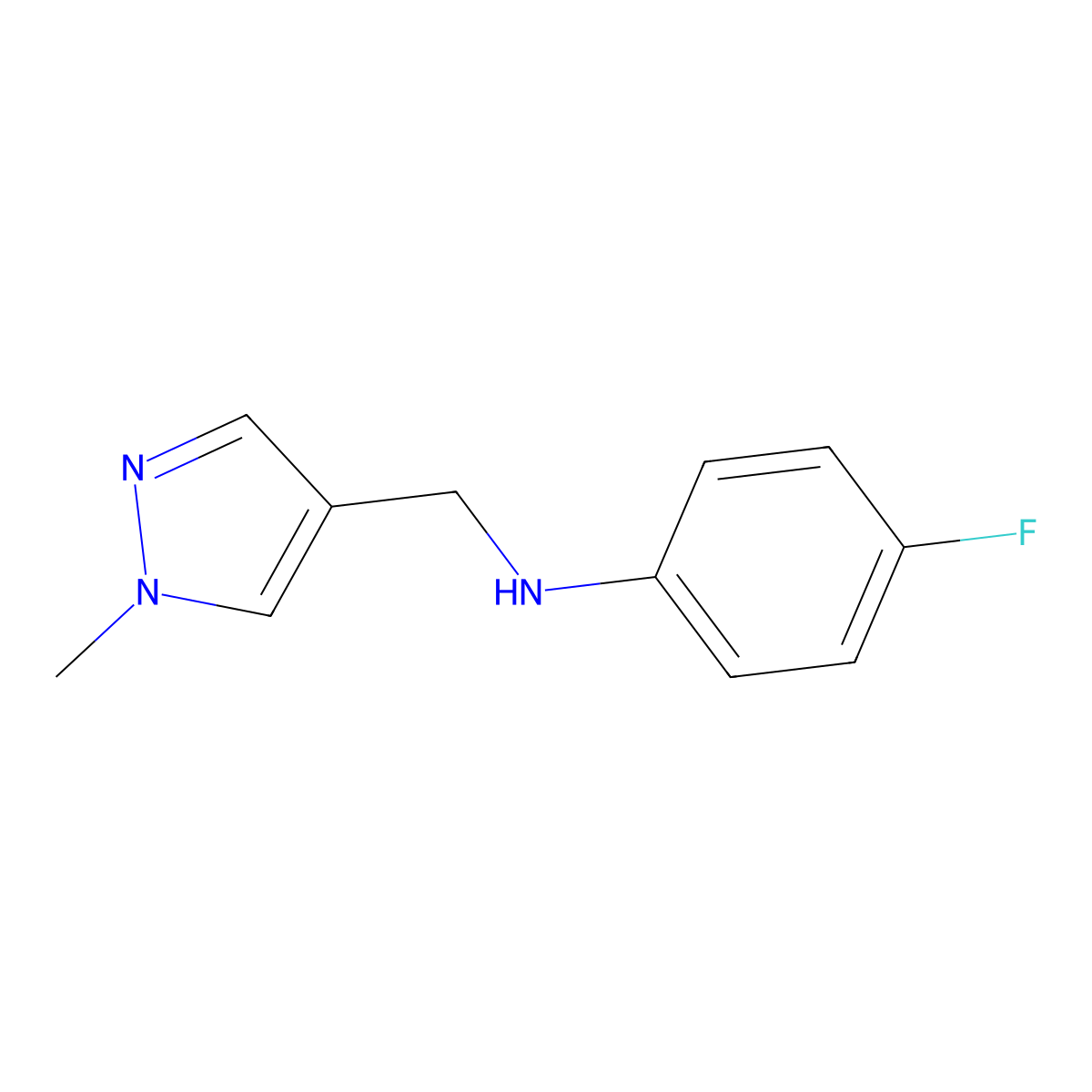4-fluoro-N-[(1-methyl-1H-pyrazol-4-yl)methyl]aniline molecular structure, CAS 1006336-95-3