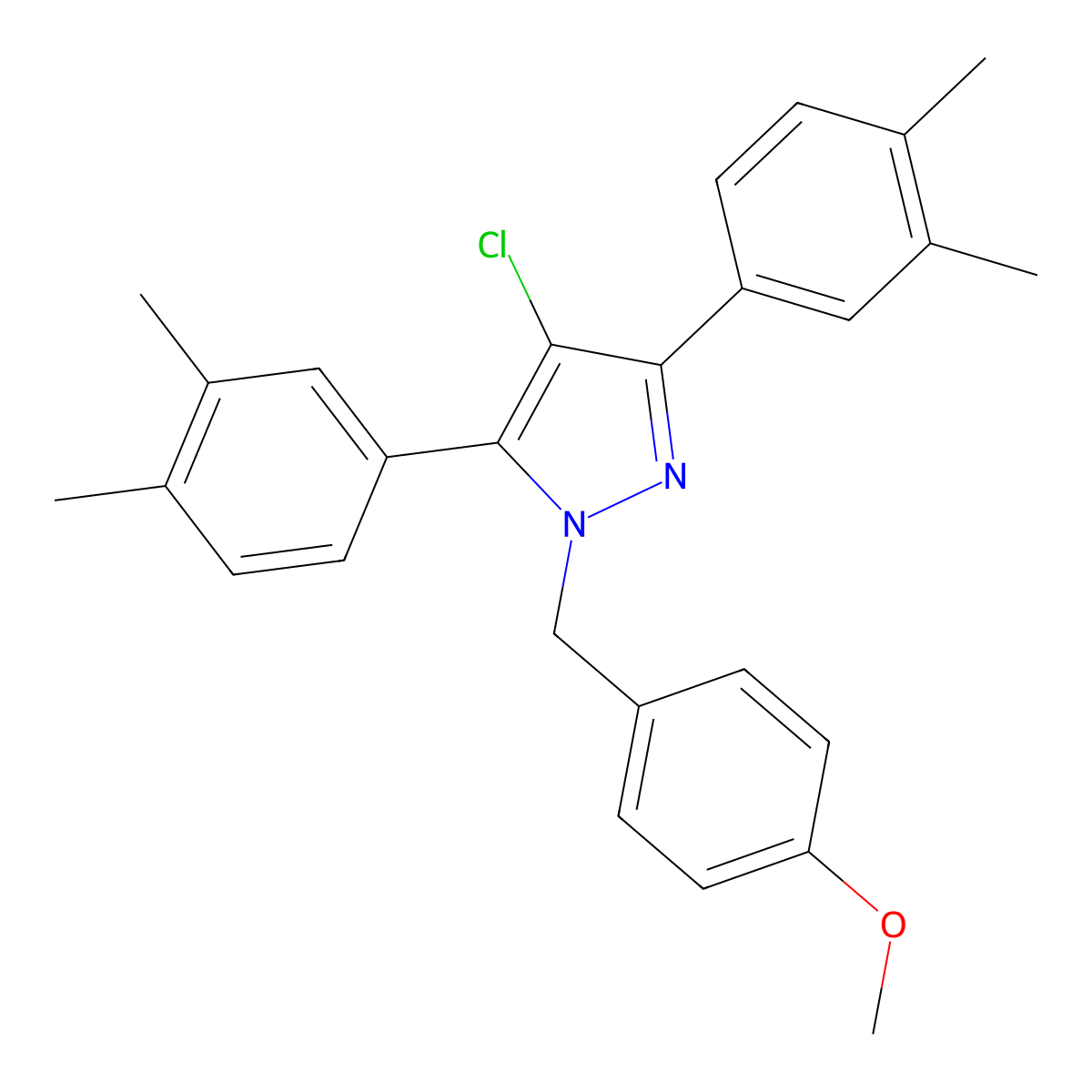 4-chloro-3,5-bis(3,4-dimethylphenyl)-1-(4-methoxybenzyl)-1H-pyrazole molecular structure, CAS 1006336-96-4