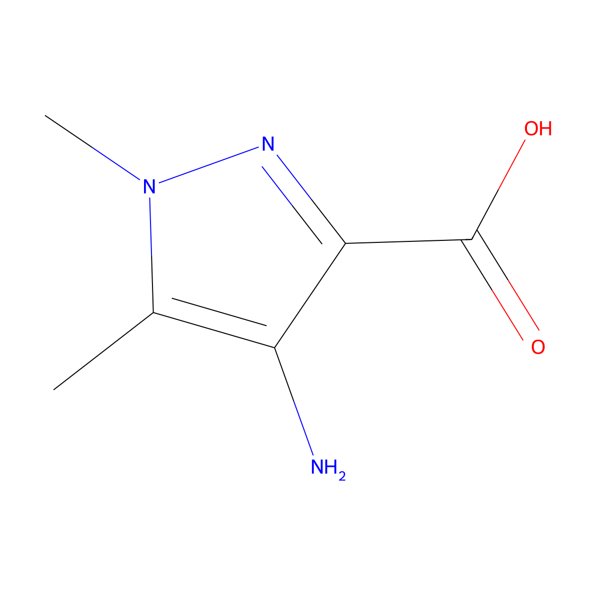 4-amino-1,5-dimethyl-1H-pyrazole-3-carboxylic acid molecular structure, CAS 1006336-98-6