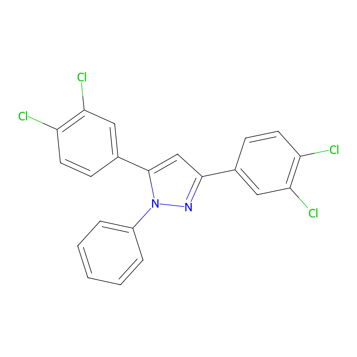 3,5-Bis(3,4-dichlorophenyl)-1-phenylpyrazole molecular structure, CAS 1006339-38-3
