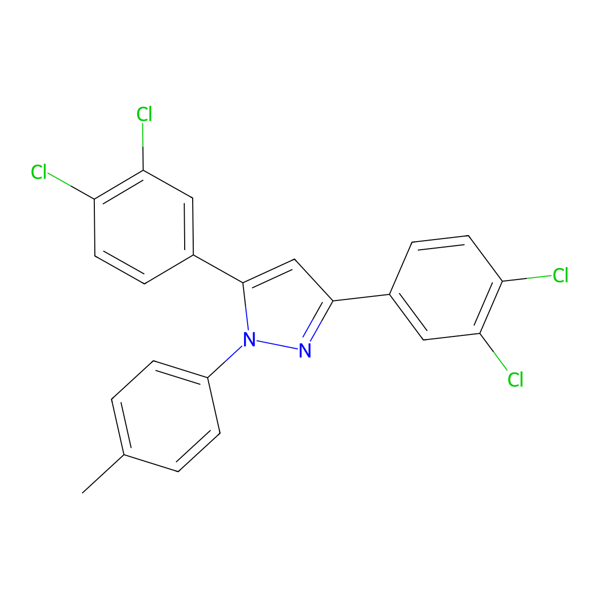 3,5-Bis(3,4-dichlorophenyl)-1-(4-methylphenyl)pyrazole molecular structure, CAS 1006340-13-1