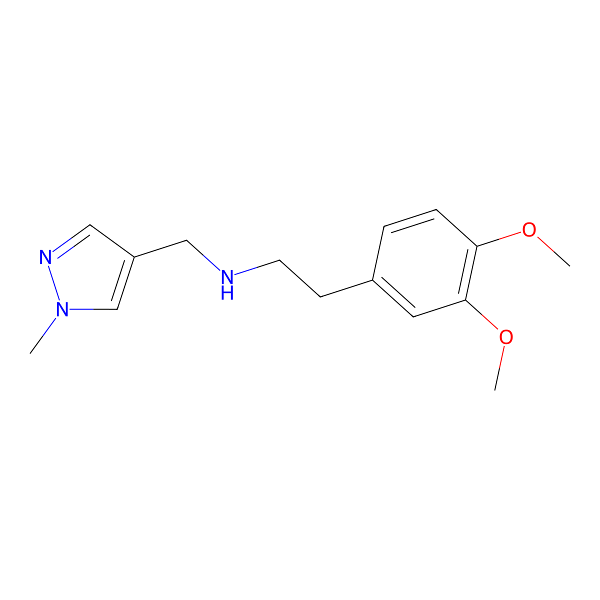 2-(3,4-Dimethoxyphenyl)-N-((1-methyl-1H-pyrazol-4-yl)methyl)ethanamine molecular structure, CAS 1006340-53-9