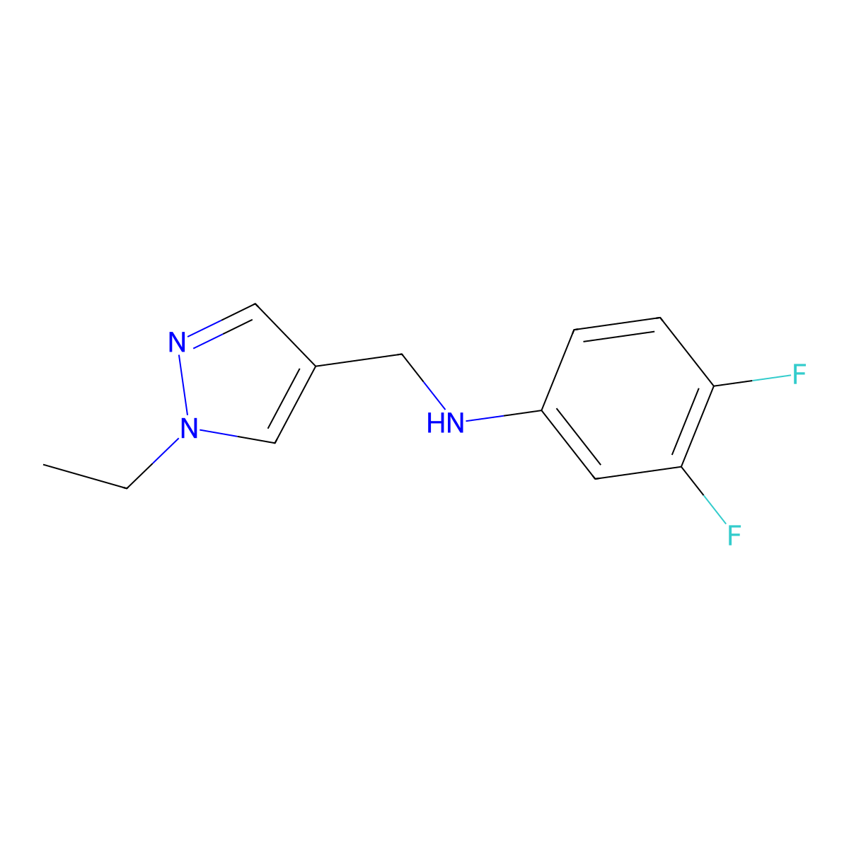 N-((1-Ethyl-1H-pyrazol-4-yl)methyl)-3,4-difluoroaniline molecular structure, CAS 1006340-59-5