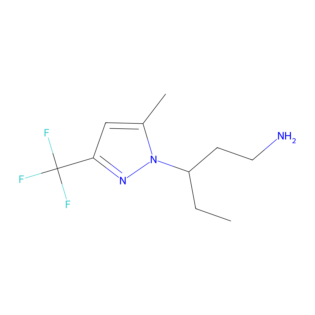 3-[5-methyl-3-(trifluoromethyl)-1H-pyrazol-1-yl]pentan-1-amine molecular structure, CAS 1006340-62-0