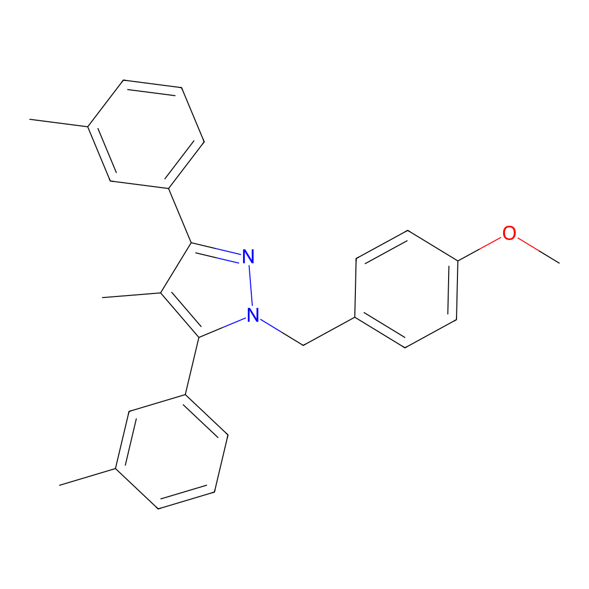 1-(4-Methoxybenzyl)-4-methyl-3,5-bis(3-methylphenyl)-1H-pyrazole molecular structure, CAS 1006340-66-4
