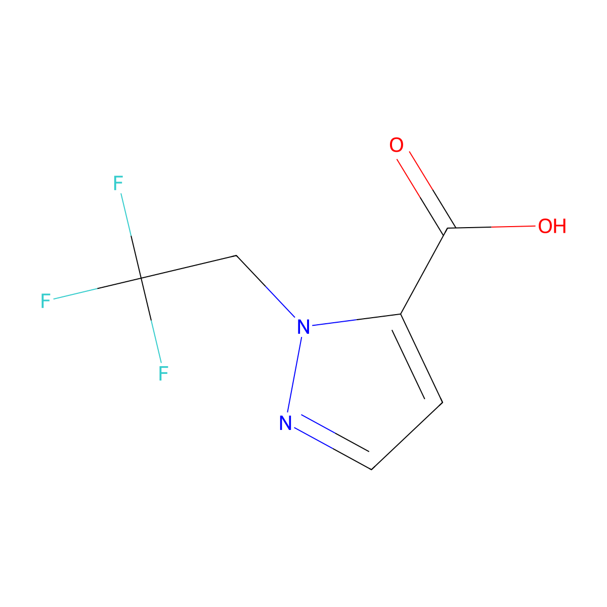 1-(2,2,2-trifluoroethyl)-1H-pyrazole-5-carboxylic acid molecular structure, CAS 1006340-71-1