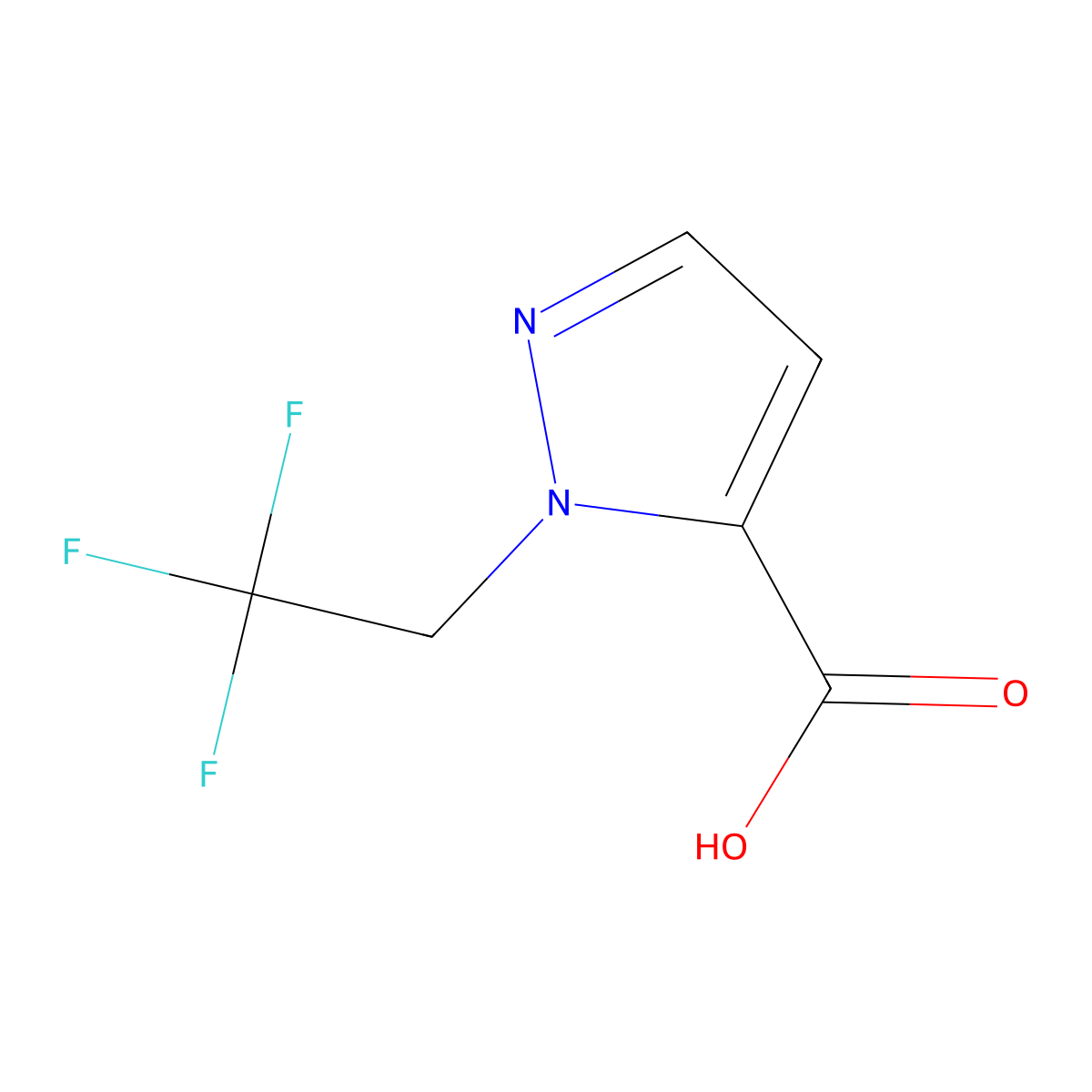 1-(2,2,2-trifluoroethyl)-1H-pyrazole-5-carboxylic acid molecular structure, CAS 1006340-71-1