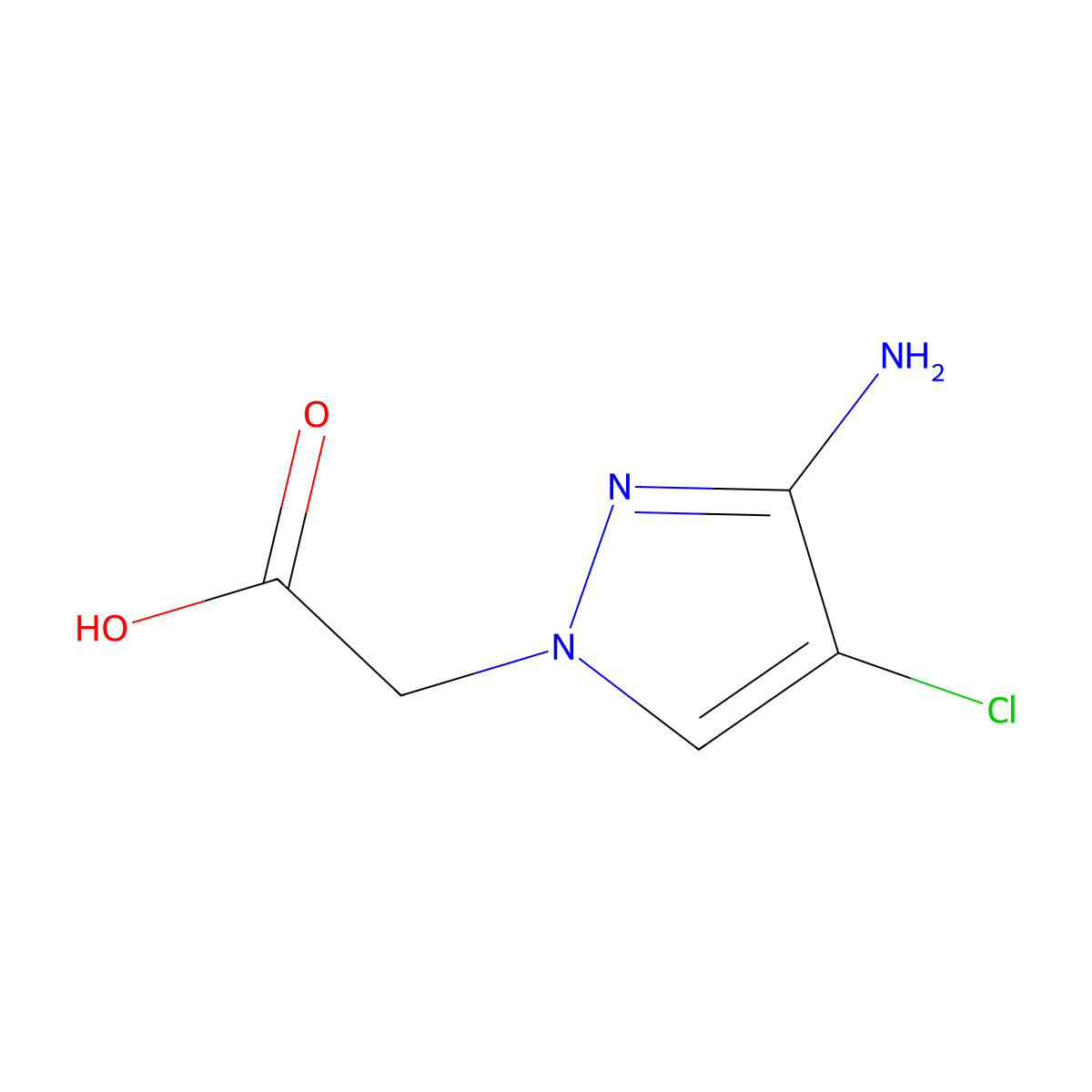 (3-amino-4-chloro-1H-pyrazol-1-yl)acetic acid molecular structure, CAS 1006340-80-2