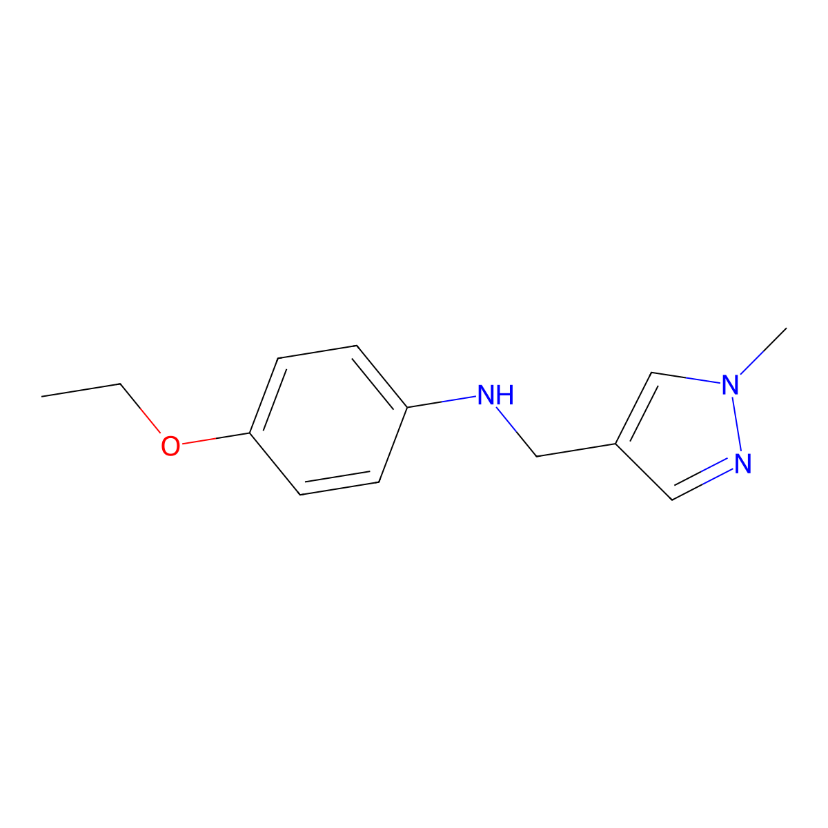 4-Ethoxy-N-((1-methyl-1H-pyrazol-4-yl)methyl)aniline molecular structure, CAS 1006340-89-1