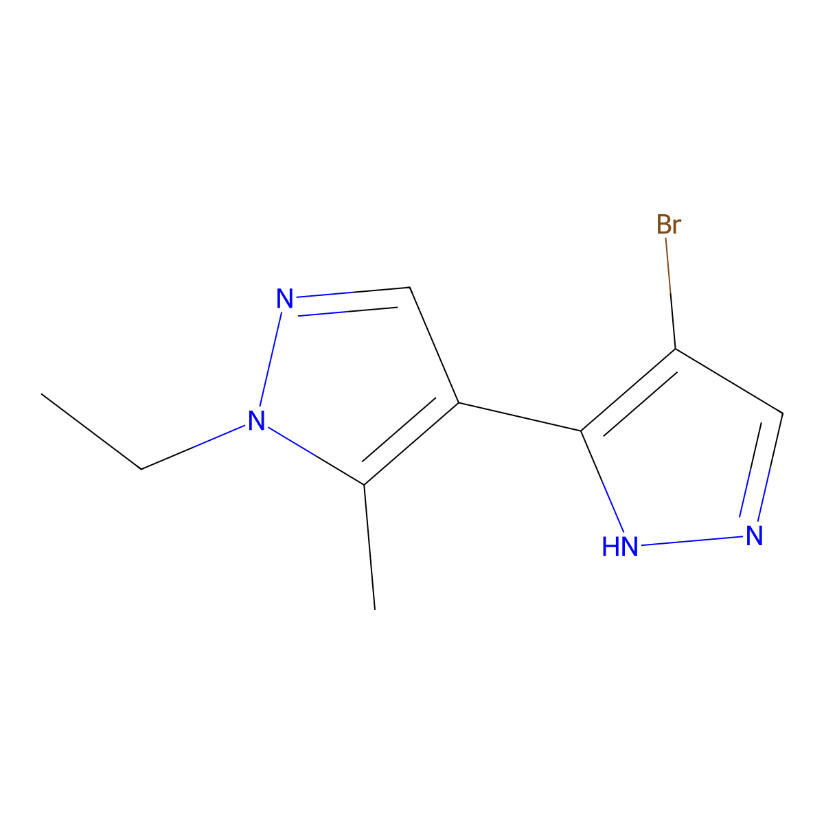 4-bromo-1'-ethyl-5'-methyl-1H,1'H-3,4'-bipyrazole molecular structure, CAS 1006341-00-9