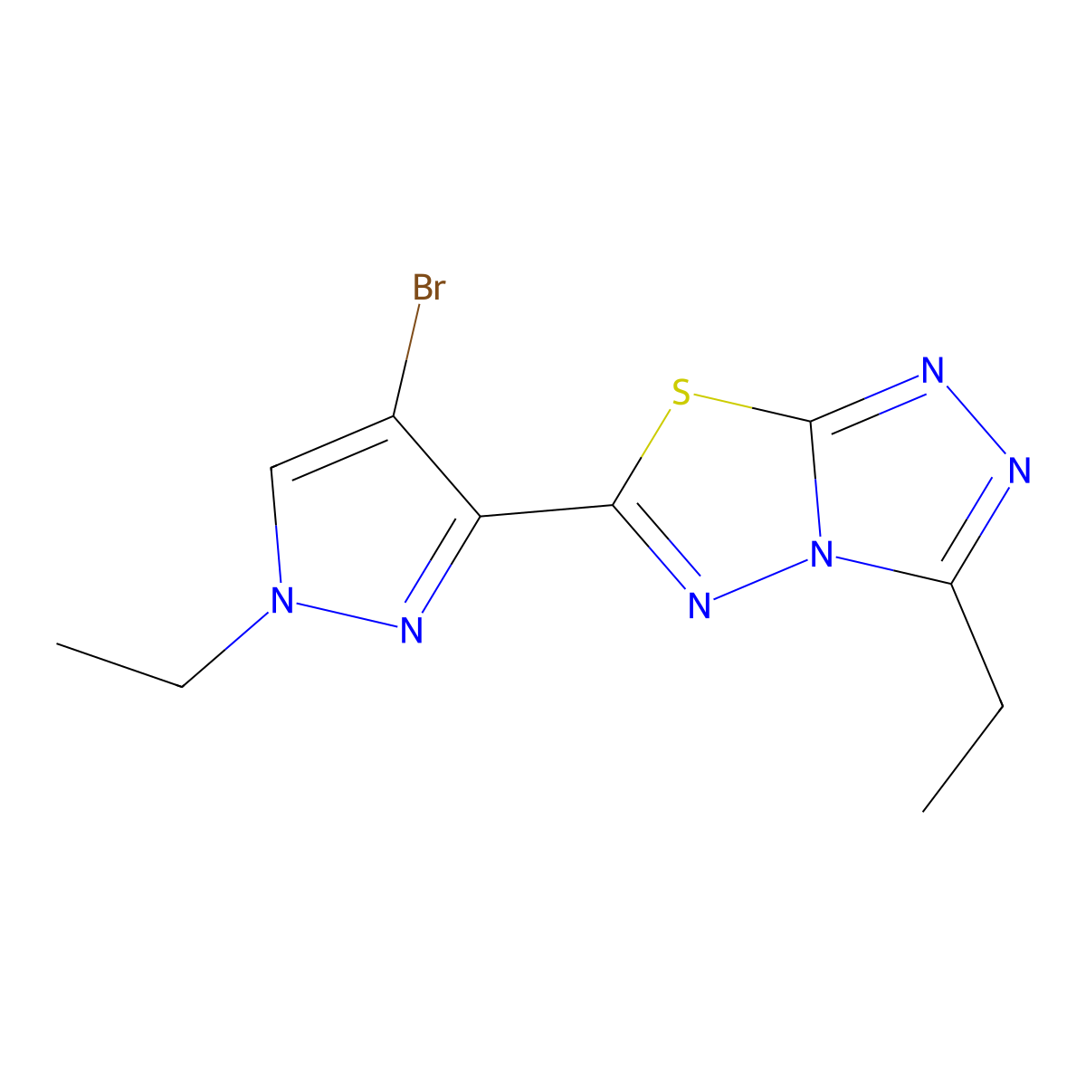 6-(4-bromo-1-ethyl-1H-pyrazol-3-yl)-3-ethyl[1,2,4]triazolo[3,4-b][1,3,4]thiadiazole molecular structure, CAS 1006343-11-8