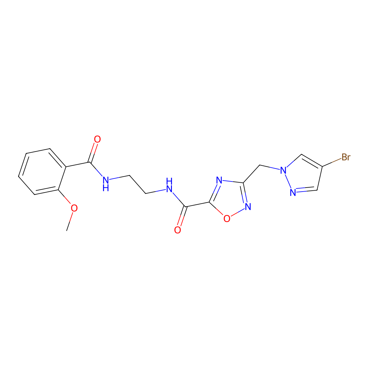 3-[(4-bromo-1H-pyrazol-1-yl)methyl]-N-(2-{[(2-methoxyphenyl)carbonyl]amino}ethyl)-1,2,4-oxadiazole-5-carboxamide molecular structure, CAS 1006343-14-1