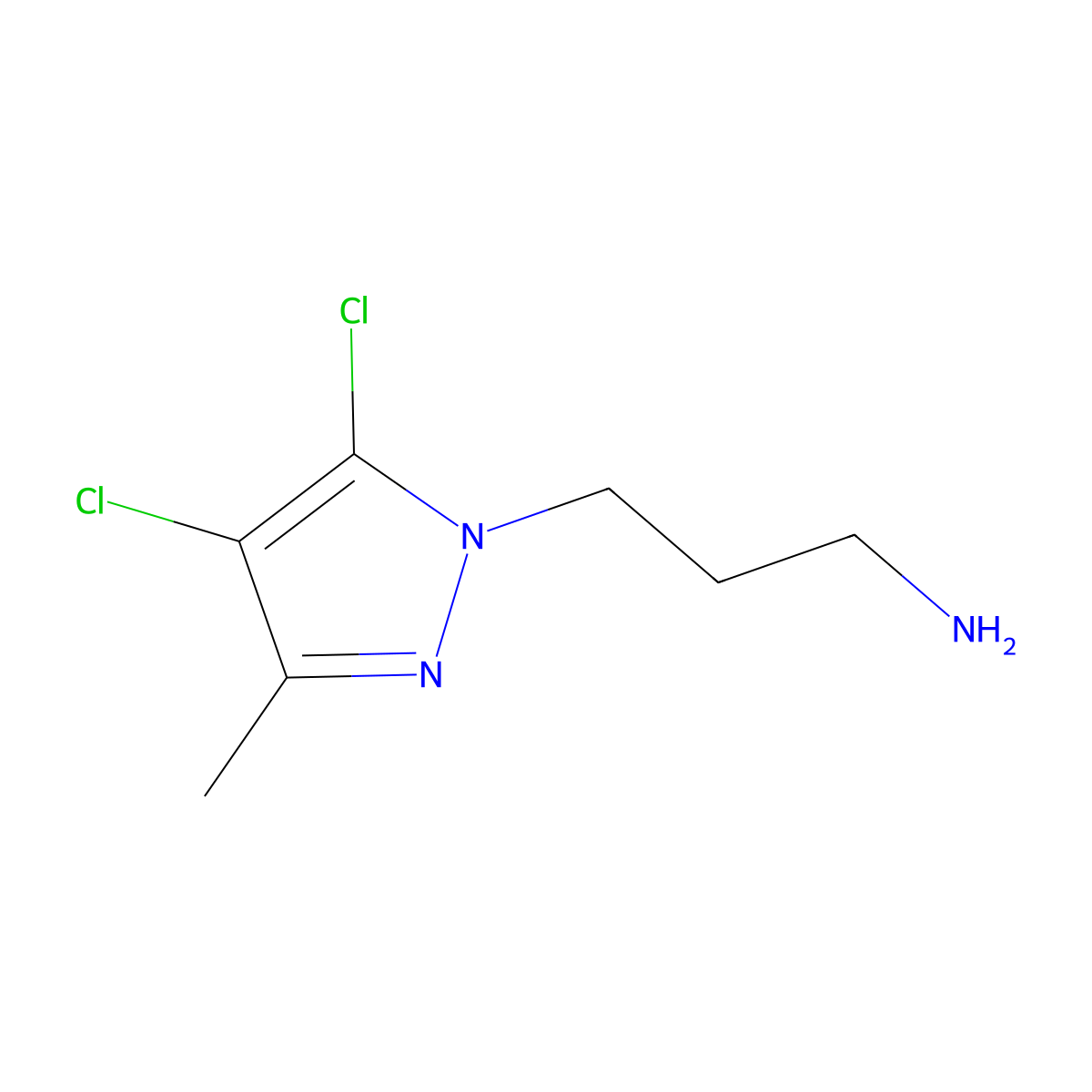 3-(4,5-dichloro-3-methyl-1H-pyrazol-1-yl)propan-1-amine molecular structure, CAS 1006343-61-8