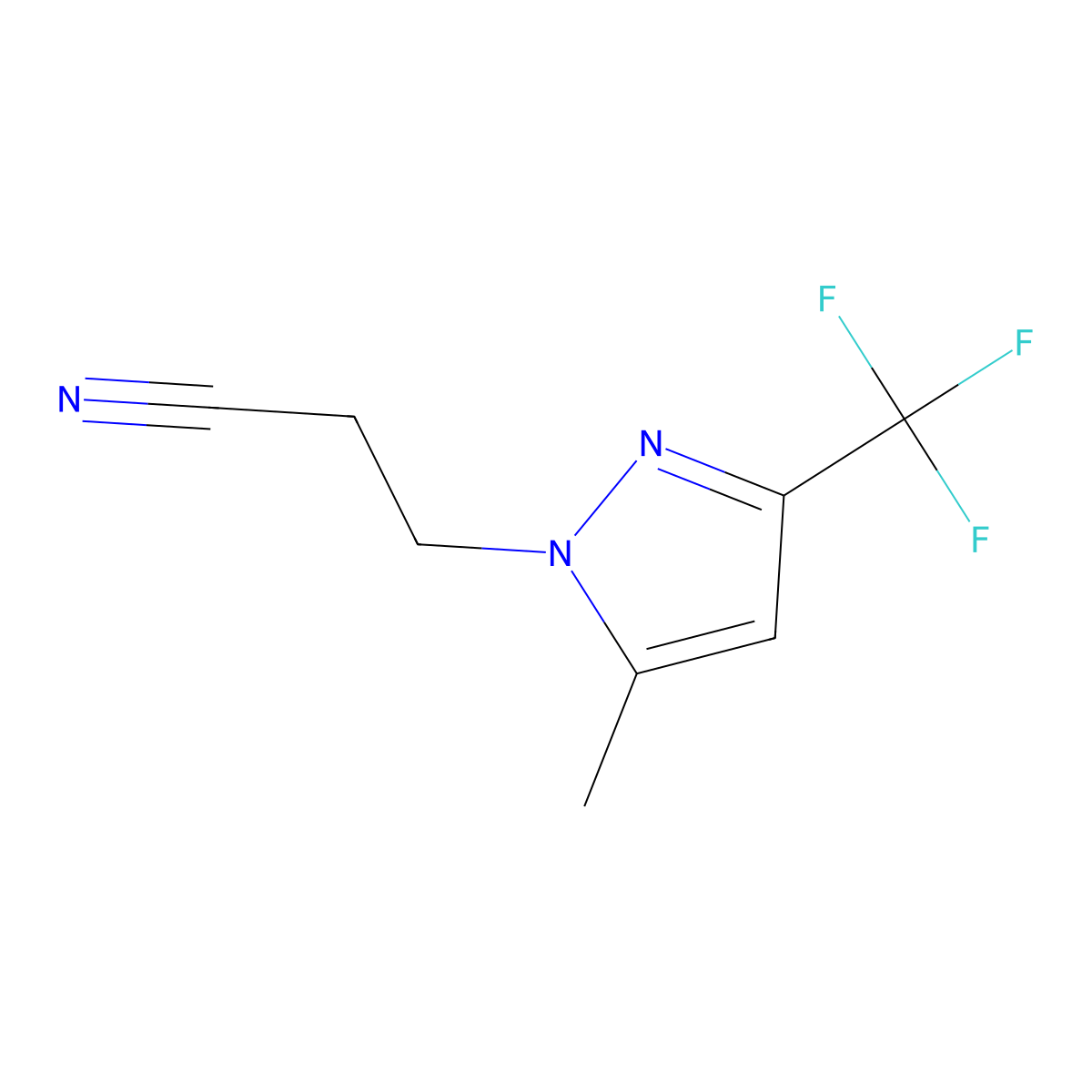 3-[5-methyl-3-(trifluoromethyl)-1H-pyrazol-1-yl]propanenitrile molecular structure, CAS 1006343-68-5