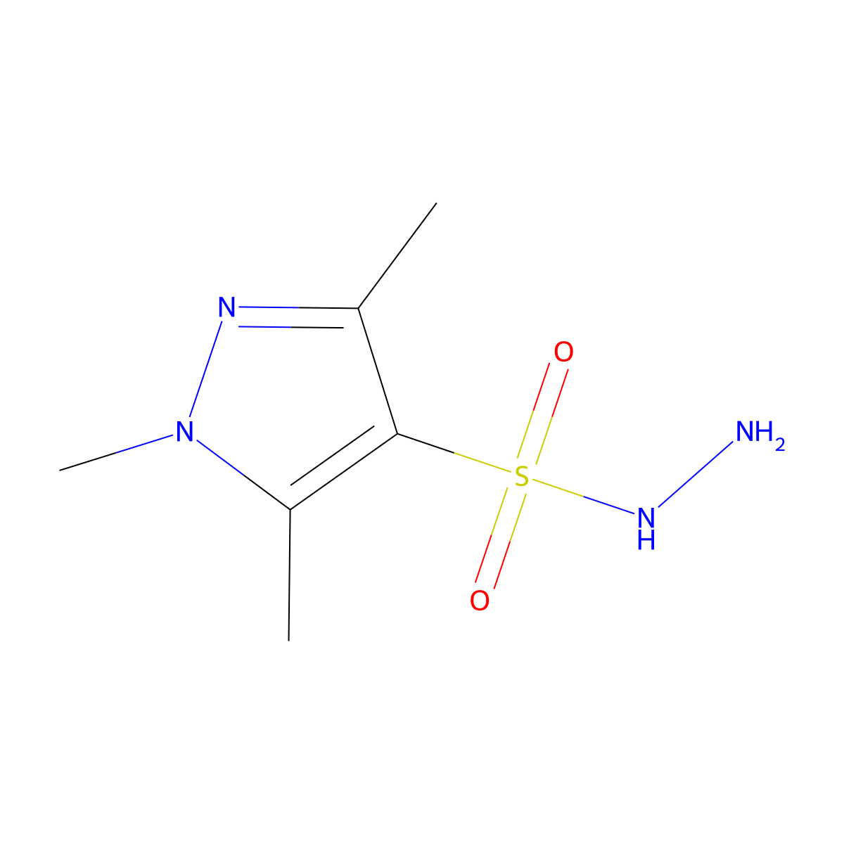 1,3,5-trimethyl-1H-pyrazole-4-sulfonohydrazide molecular structure, CAS 1006343-89-0