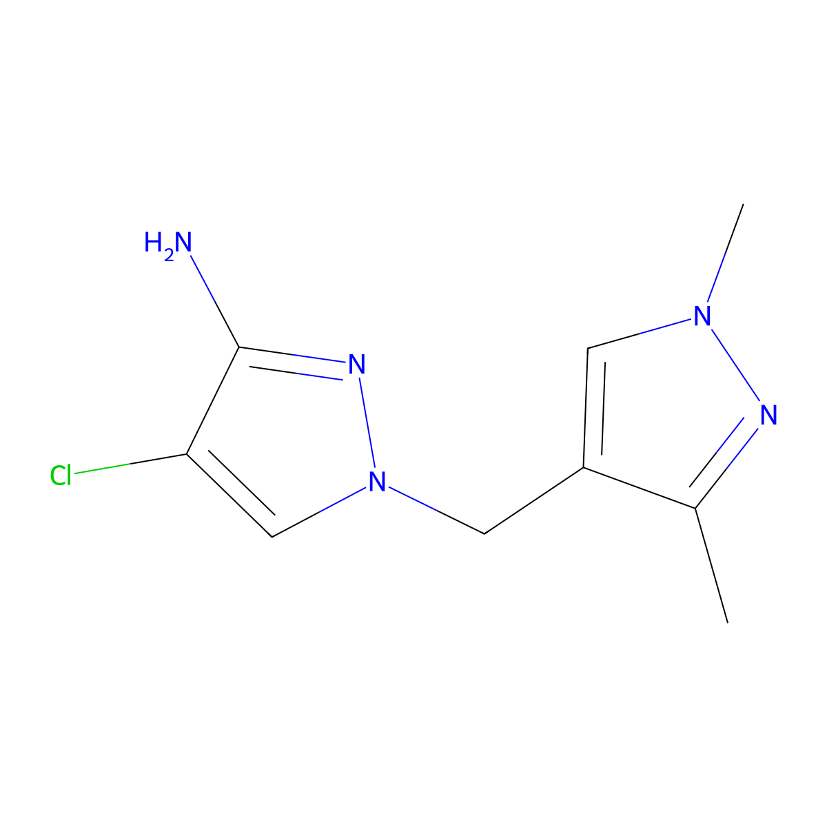 4-chloro-1-[(1,3-dimethyl-1H-pyrazol-4-yl)methyl]-1H-pyrazol-3-amine molecular structure, CAS 1006343-94-7