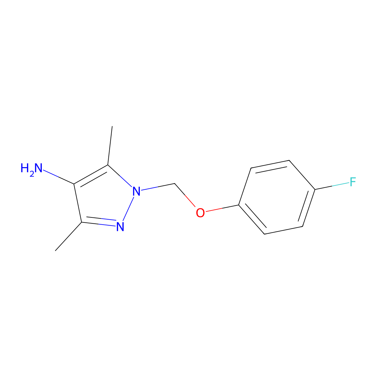 1-[(4-fluorophenoxy)methyl]-3,5-dimethyl-1H-pyrazol-4-amine molecular structure, CAS 1006344-04-2