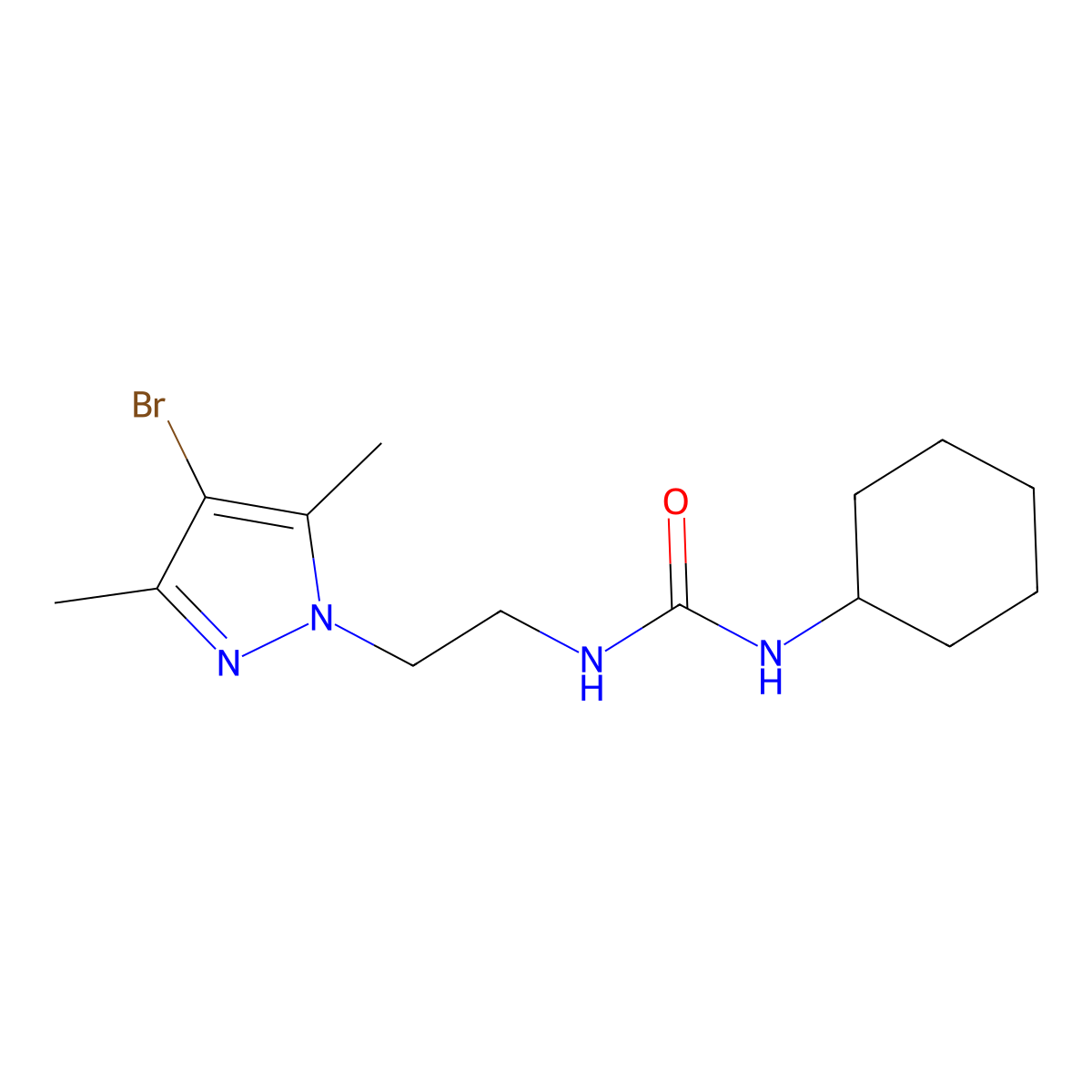 N-[2-(4-Bromo-3,5-dimethyl-1H-pyrazol-1-YL)ethyl]-N'-cyclohexylurea molecular structure, CAS 1006345-21-6