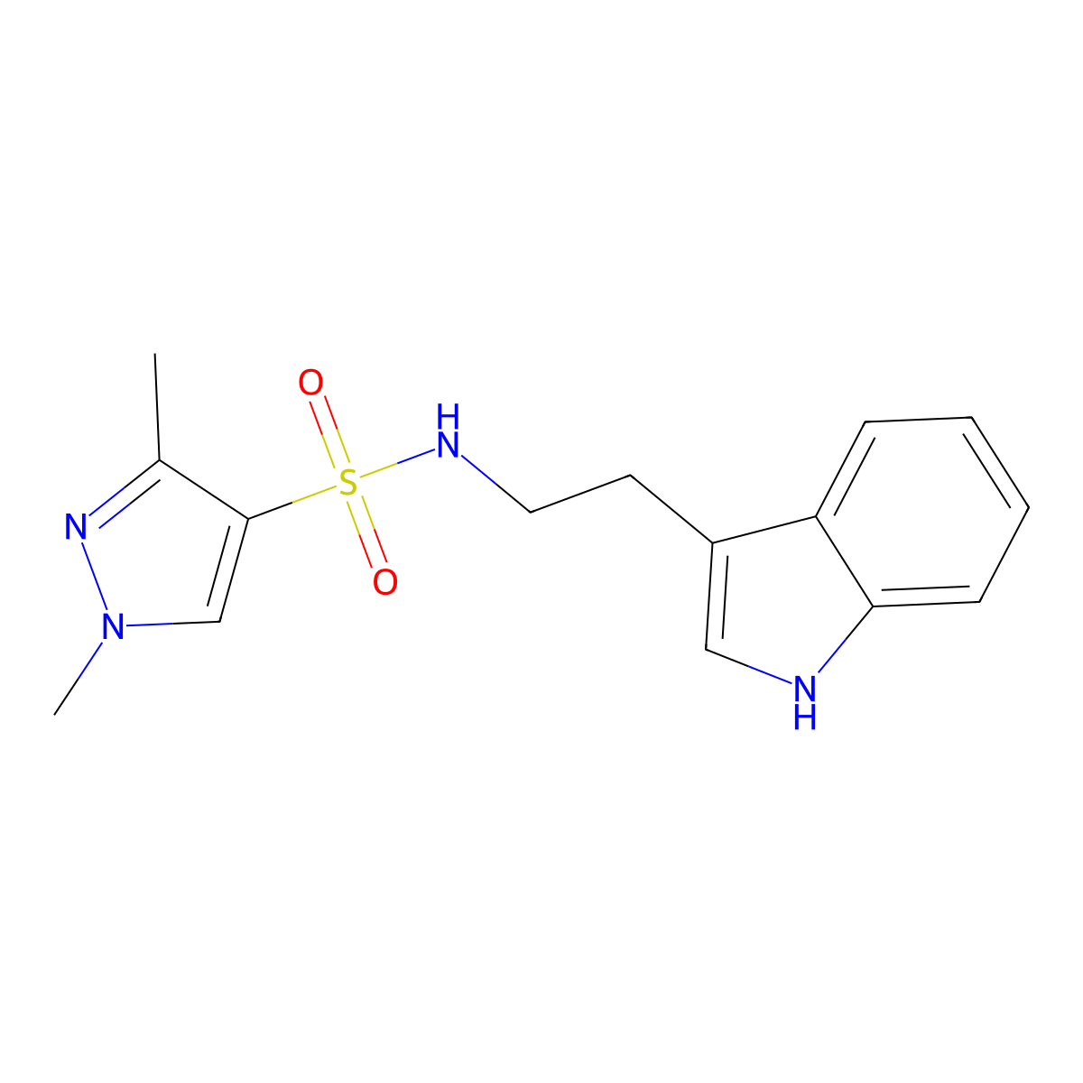 N-(2-(1H-indol-3-yl)ethyl)-1,3-dimethyl-1H-pyrazole-4-sulfonamide molecular structure, CAS 1006347-56-3