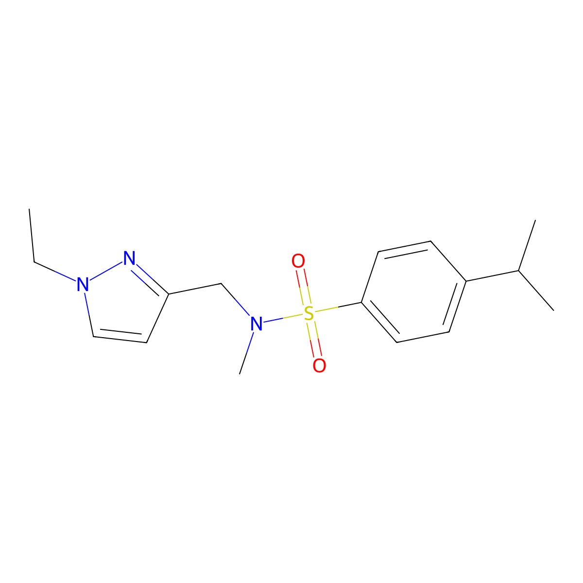 N-[(1-ethyl-1H-pyrazol-3-yl)methyl]-N-methyl-4-(propan-2-yl)benzenesulfonamide molecular structure, CAS 1006348-22-6