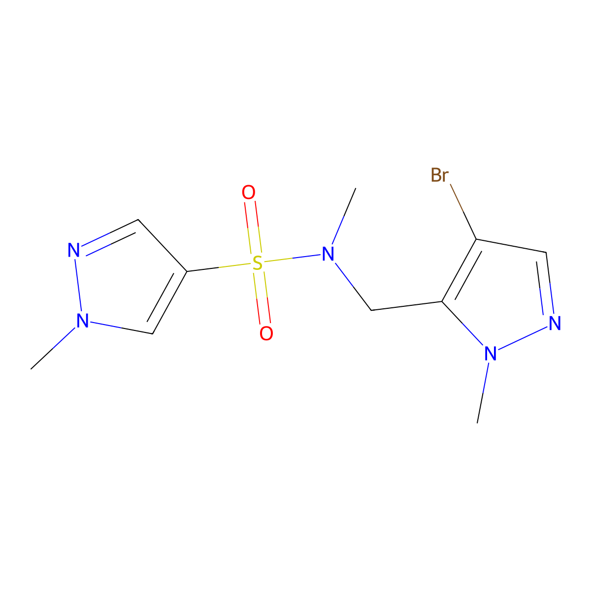 N-[(4-bromo-1-methyl-1H-pyrazol-5-yl)methyl]-N,1-dimethyl-1H-pyrazole-4-sulfonamide molecular structure, CAS 1006348-23-7