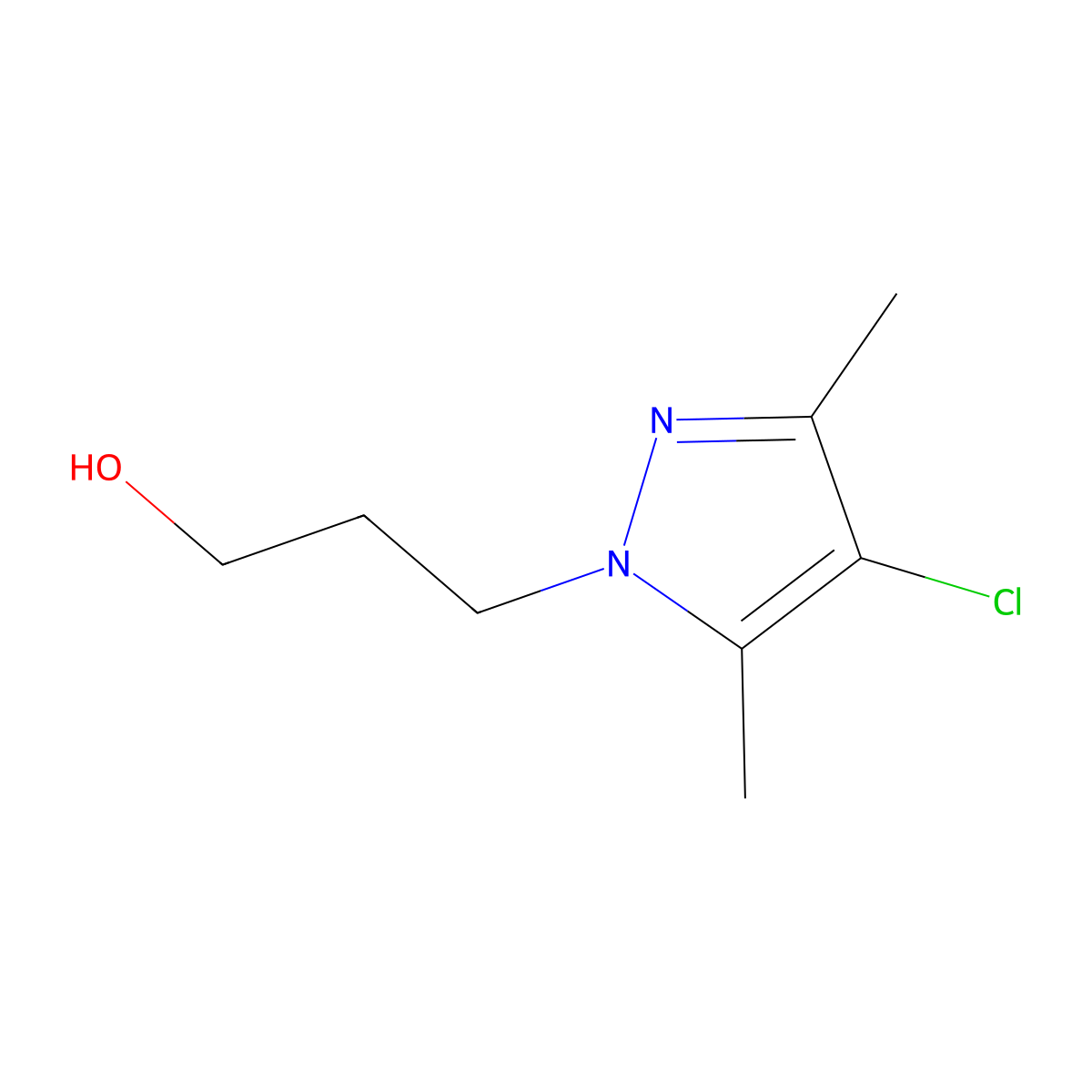 3-(4-chloro-3,5-dimethyl-1H-pyrazol-1-yl)propan-1-ol molecular structure, CAS 1006348-49-7