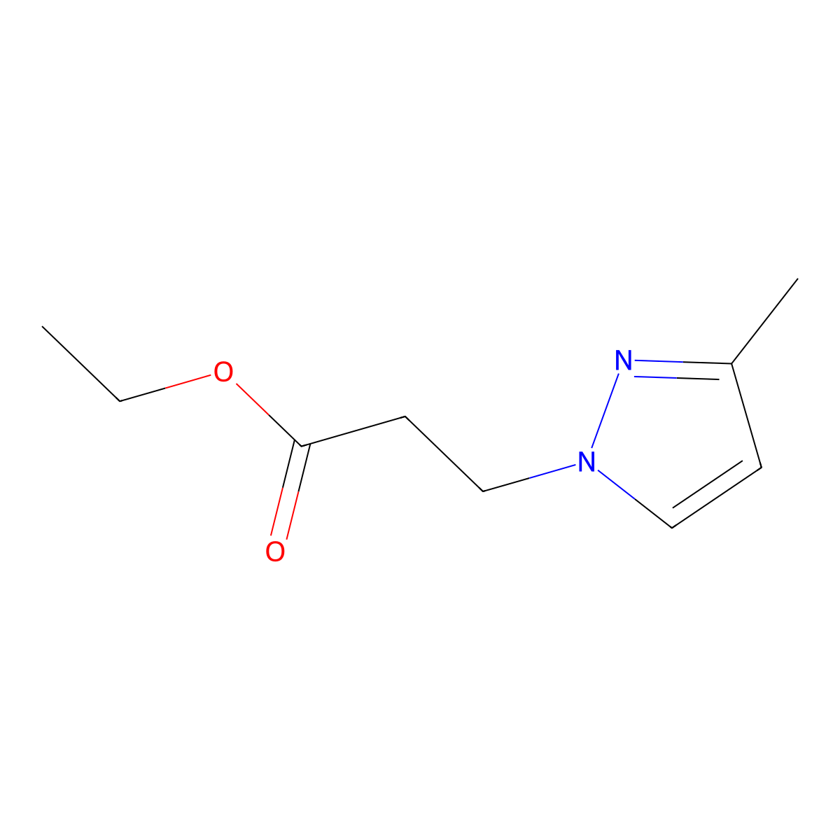 ethyl 3-(3-methyl-1H-pyrazol-1-yl)propanoate molecular structure, CAS 1006348-52-2
