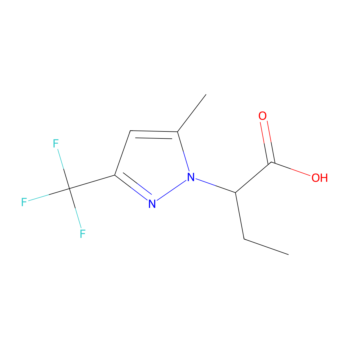 2-[5-methyl-3-(trifluoromethyl)-1H-pyrazol-1-yl]butanoic acid molecular structure, CAS 1006348-57-7
