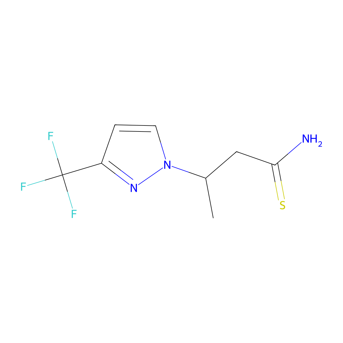 3-[3-(trifluoromethyl)-1H-pyrazol-1-yl]butanethioamide molecular structure, CAS 1006348-58-8