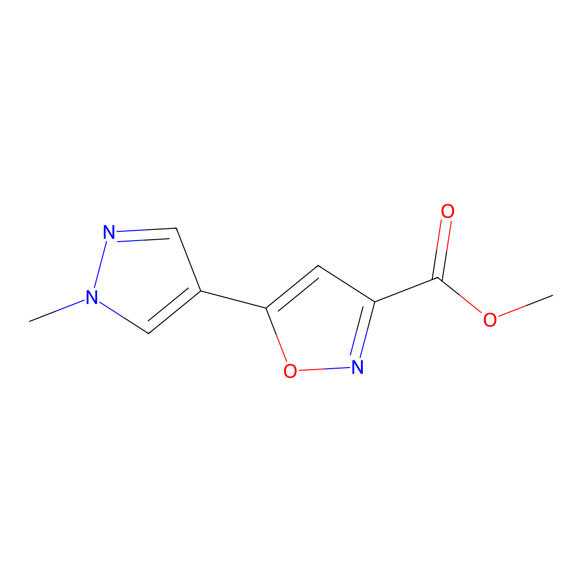 Methyl 5-(1-methyl-1H-pyrazol-4-YL)isoxazole-3-carboxylate molecular structure, CAS 1006348-59-9