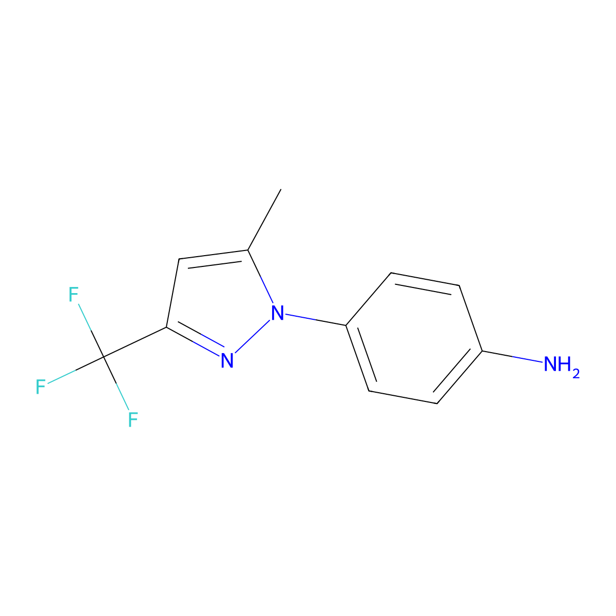 4-[5-methyl-3-(trifluoromethyl)-1H-pyrazol-1-yl]aniline molecular structure, CAS 1006348-64-6