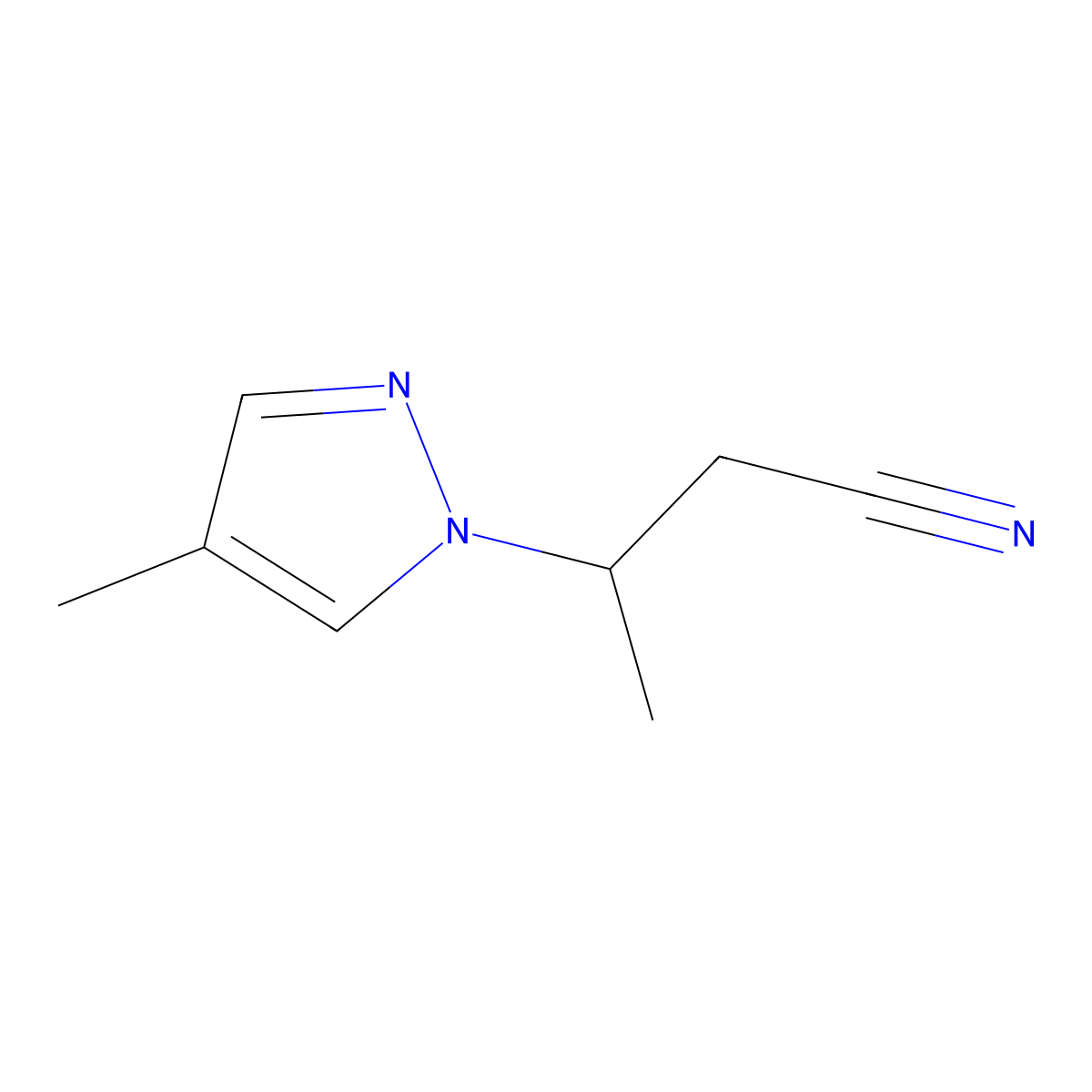 3-(4-methyl-1H-pyrazol-1-yl)butanenitrile molecular structure, CAS 1006348-66-8