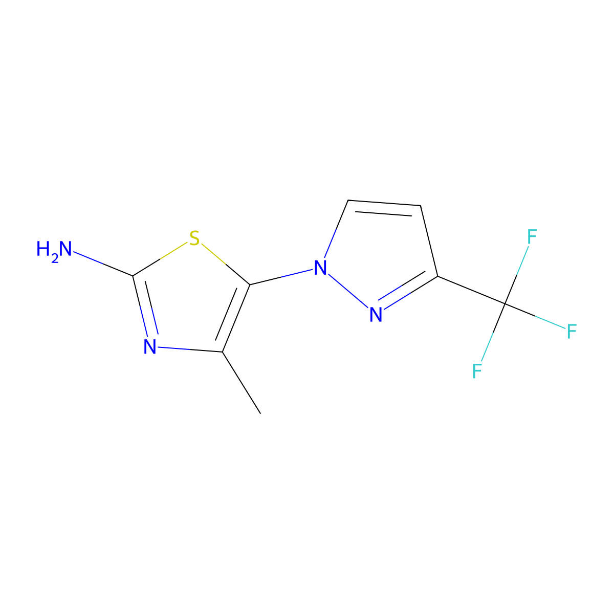 4-methyl-5-[3-(trifluoromethyl)-1H-pyrazol-1-yl]-1,3-thiazol-2-amine molecular structure, CAS 1006348-68-0