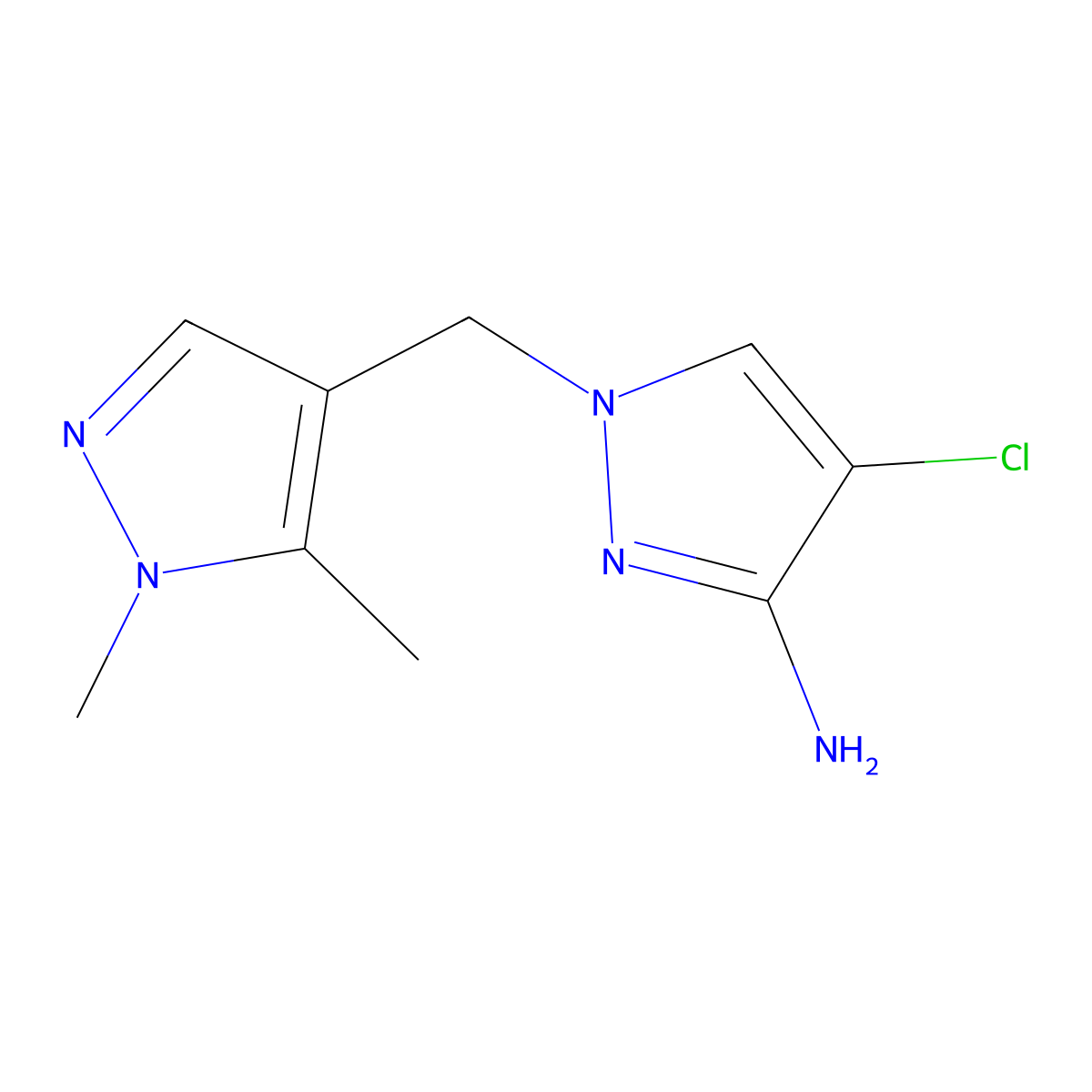 4-chloro-1-[(1,5-dimethyl-1H-pyrazol-4-yl)methyl]-1H-pyrazol-3-amine molecular structure, CAS 1006348-72-6