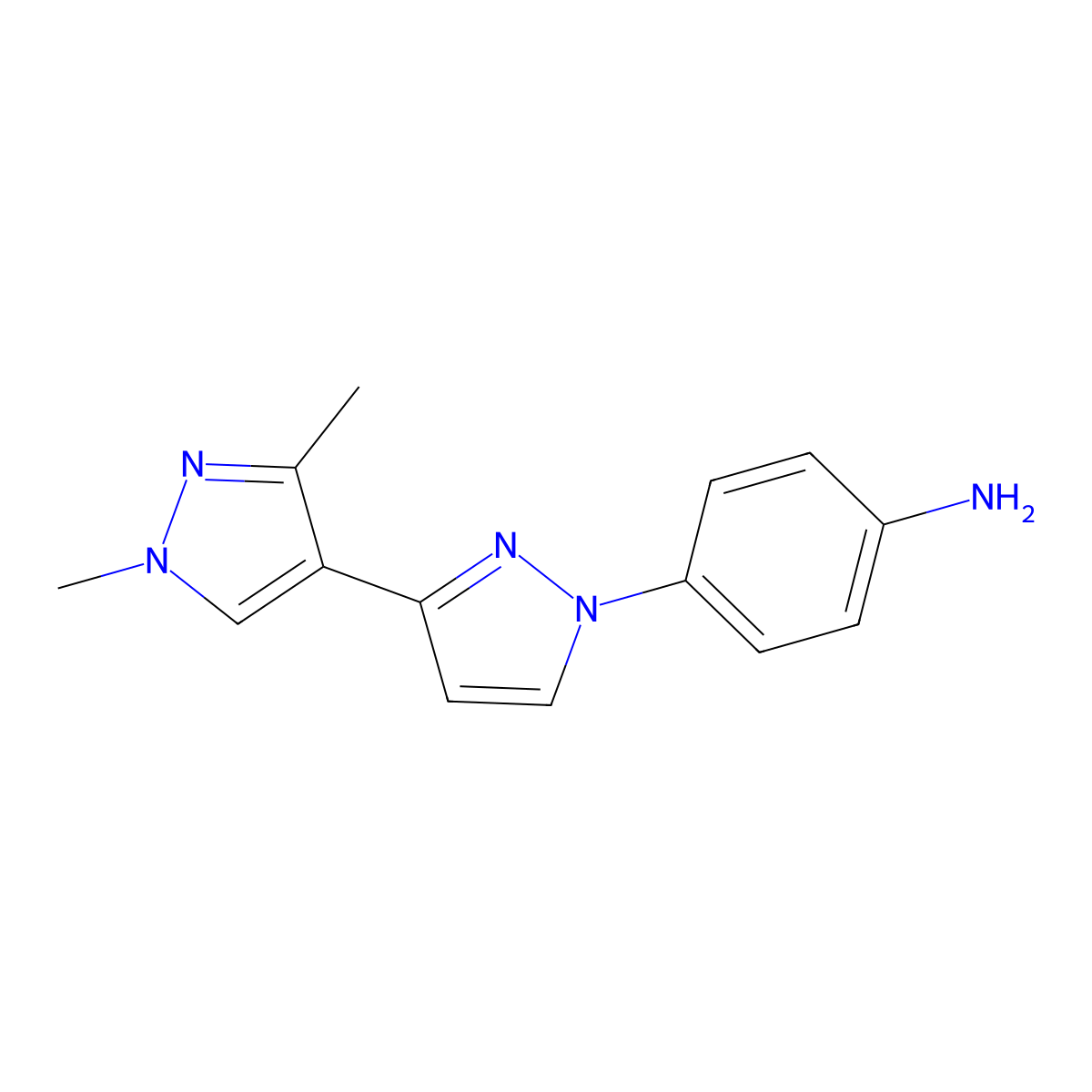 4-(1',3'-dimethyl-1H,1'H-3,4'-bipyrazol-1-yl)aniline molecular structure, CAS 1006348-74-8