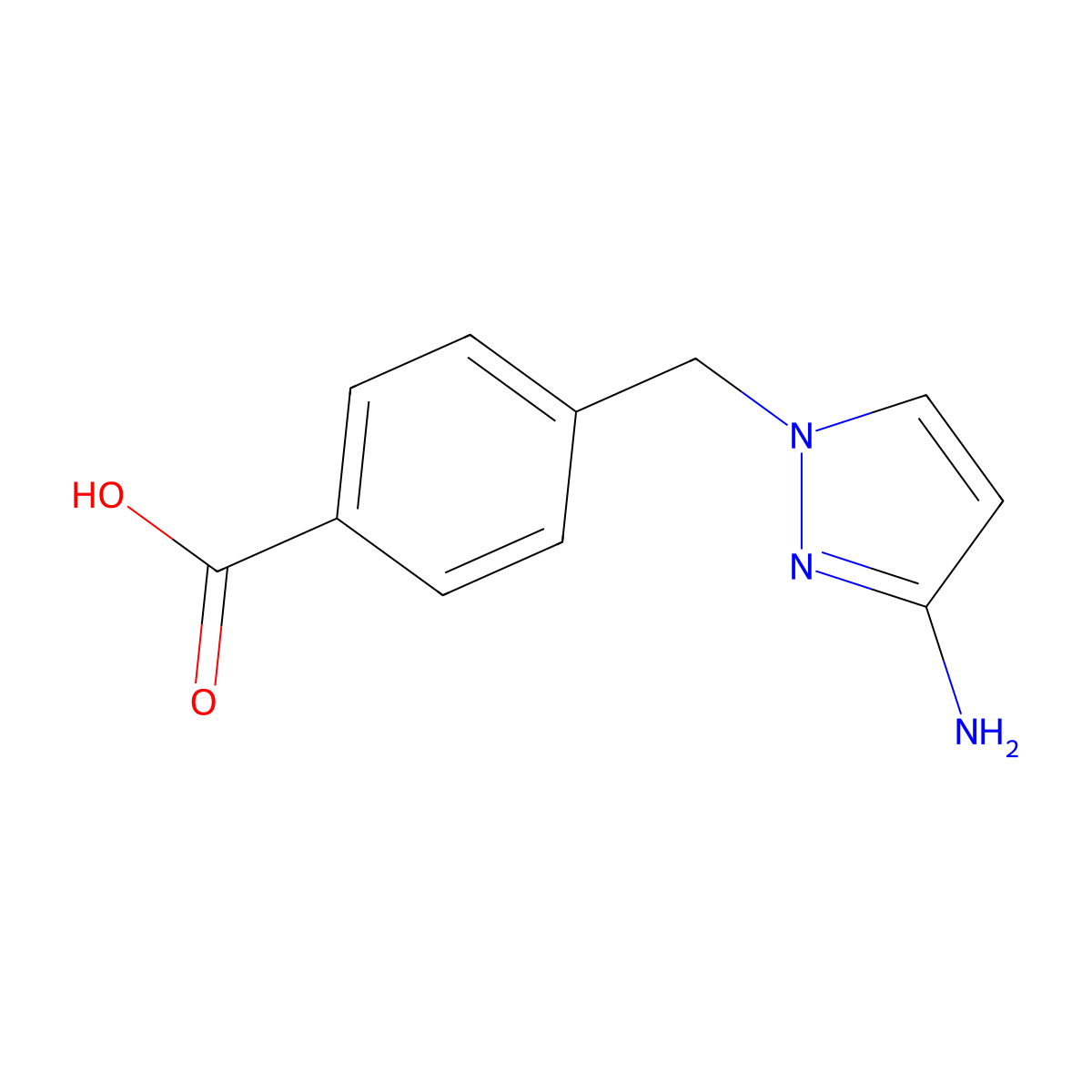 4-[(3-amino-1H-pyrazol-1-yl)methyl]benzoic acid molecular structure, CAS 1006348-84-0