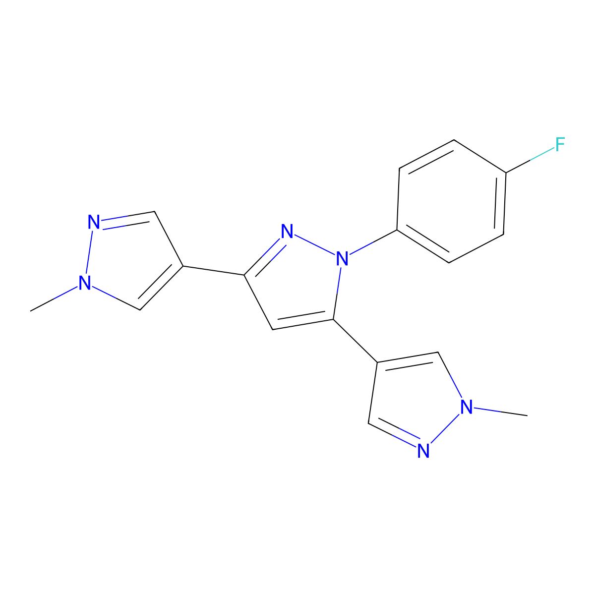 1'-(4-Fluorophenyl)-1,1''-dimethyl-4,3':5',4''-ter-1H-pyrazole molecular structure, CAS 1006348-87-3