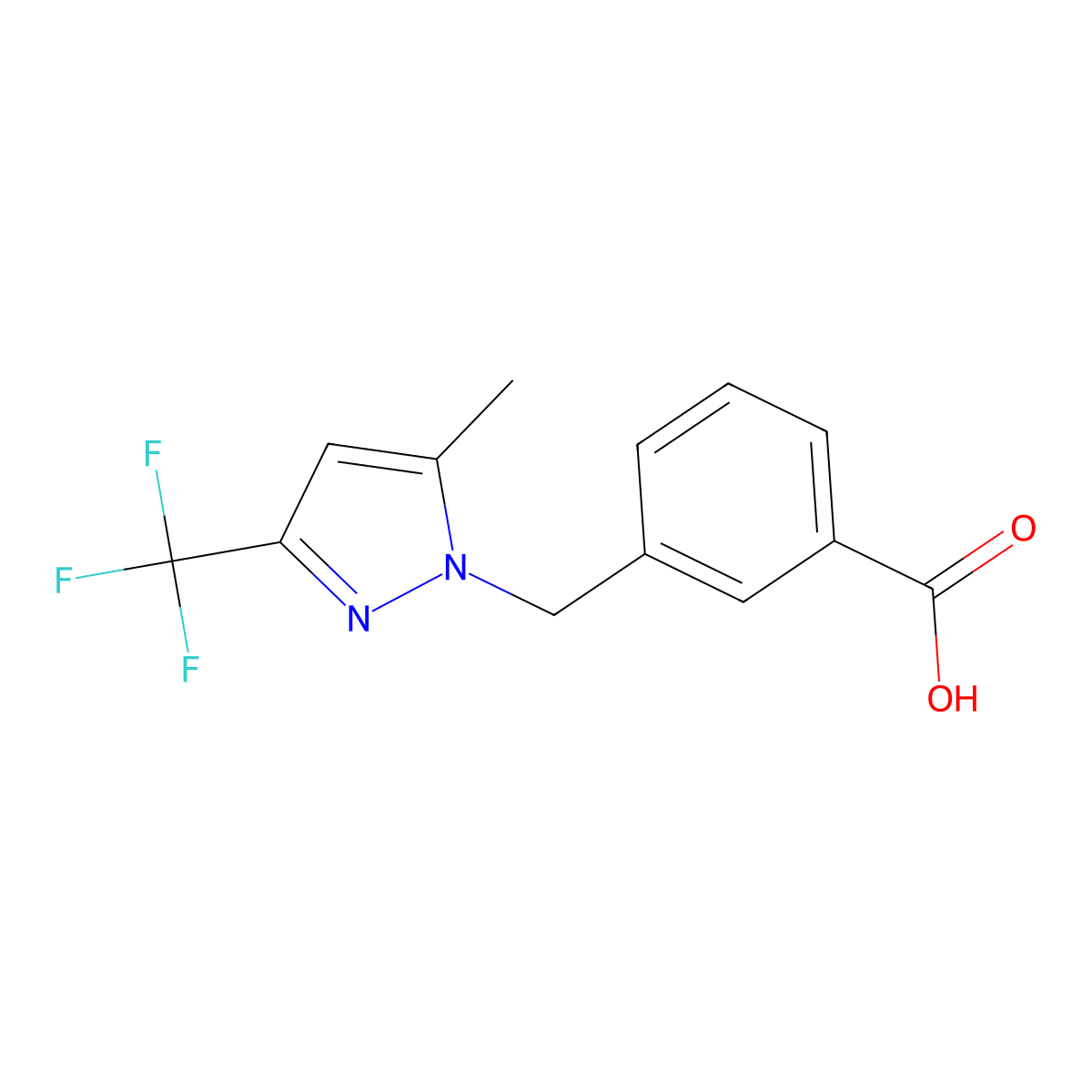 3-{[5-methyl-3-(trifluoromethyl)-1H-pyrazol-1-yl]methyl}benzoic acid molecular structure, CAS 1006348-88-4