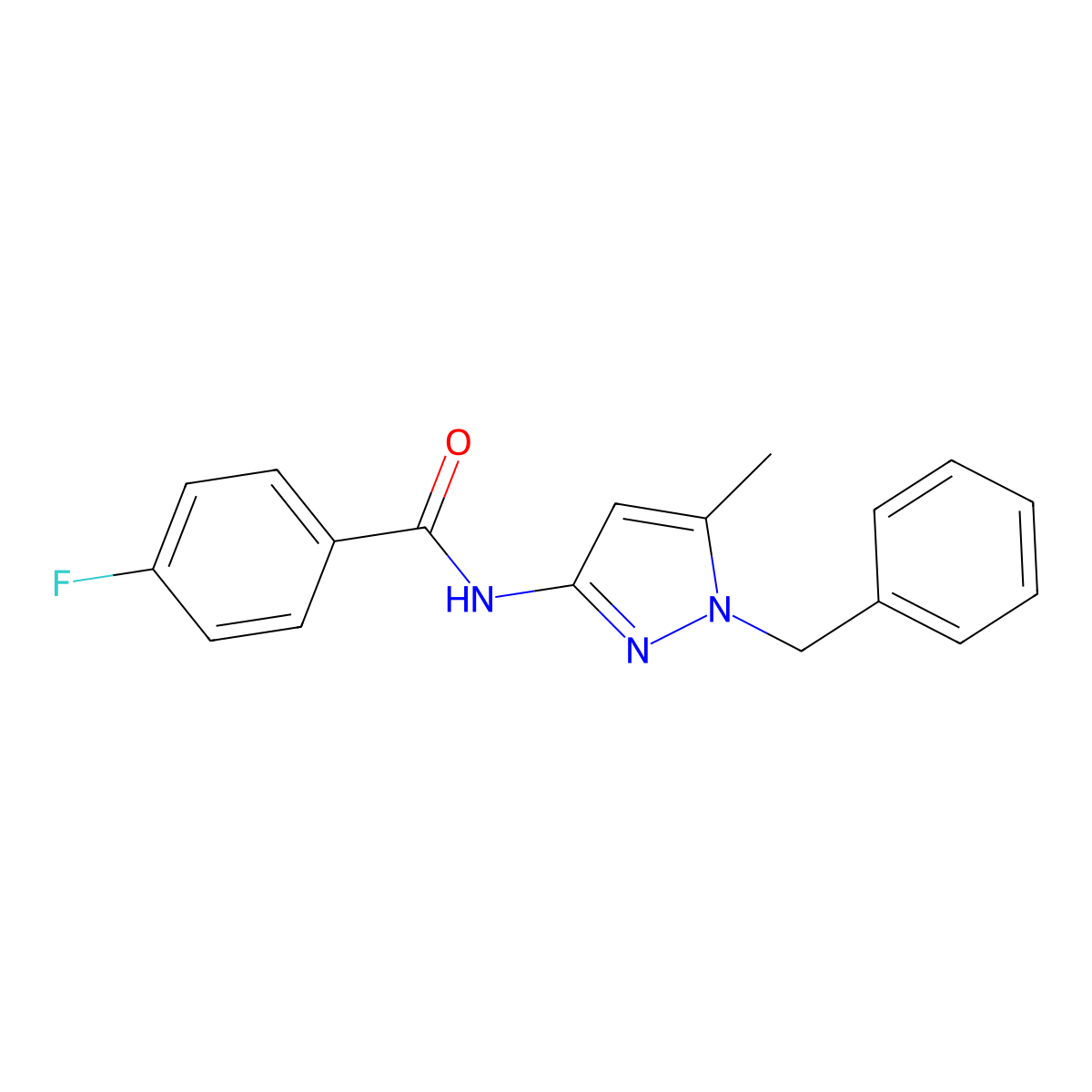 N-(1-benzyl-5-methyl-1H-pyrazol-3-yl)-4-fluorobenzamide molecular structure, CAS 1006348-90-8