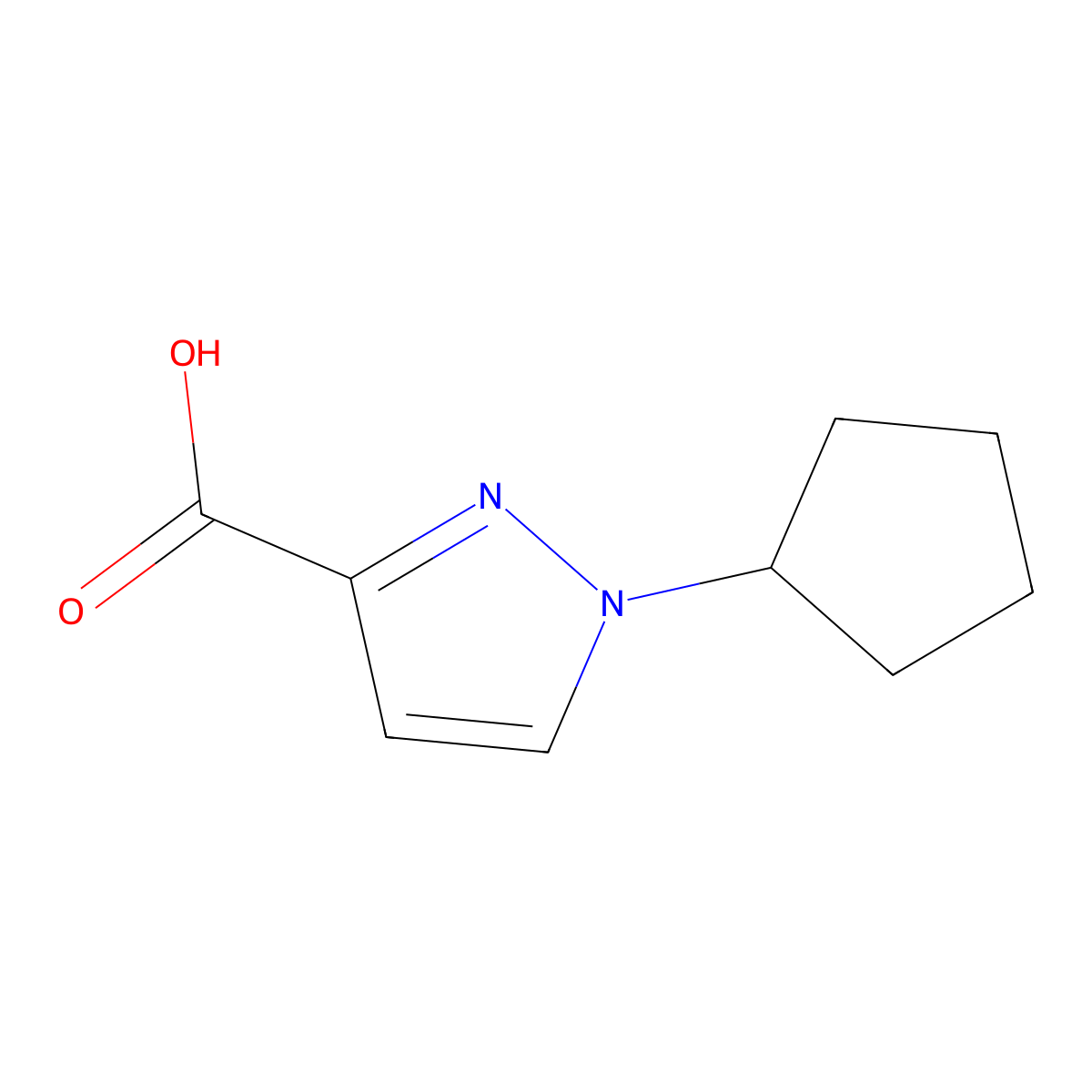 1-Cyclopentyl-1H-pyrazole-3-carboxylic acid molecular structure, CAS 1006348-93-1