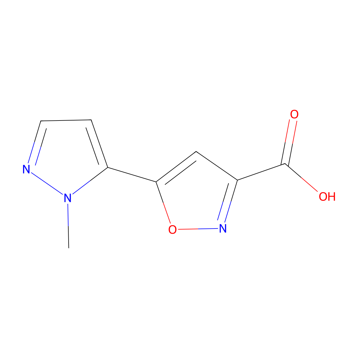 5-(1-Methyl-1H-pyrazol-5-YL)isoxazole-3-carboxylic acid molecular structure, CAS 1006349-18-3